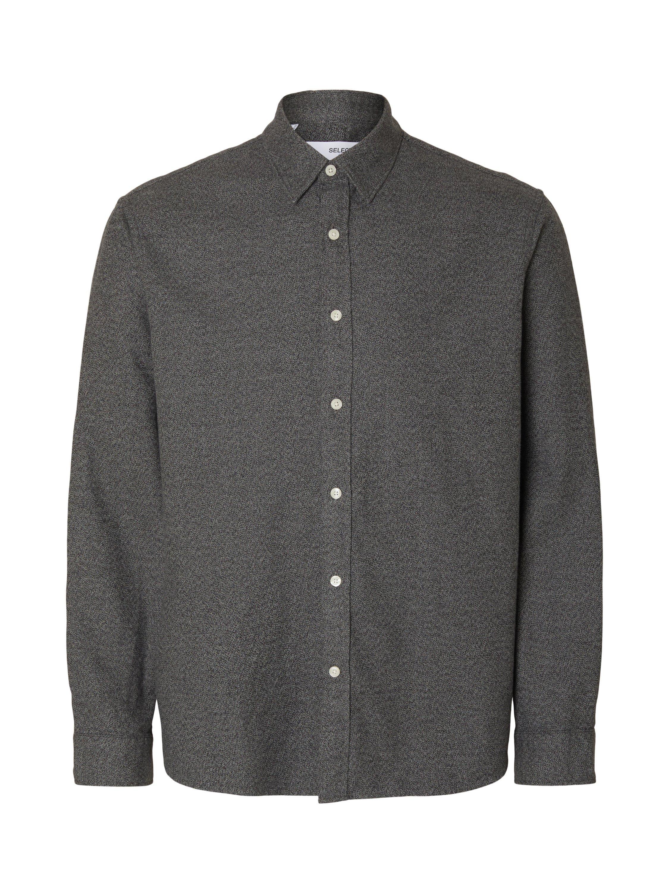 Product image 6 of 6, which shows Selected Noah Cotton Shirt, Gray Flannel, S
