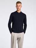 Selected Berg Cotton Half Zip Long Sleeve Knitted Jumper, Navy Blazer