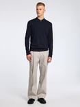 Selected Berg Cotton Half Zip Long Sleeve Knitted Jumper, Navy Blazer