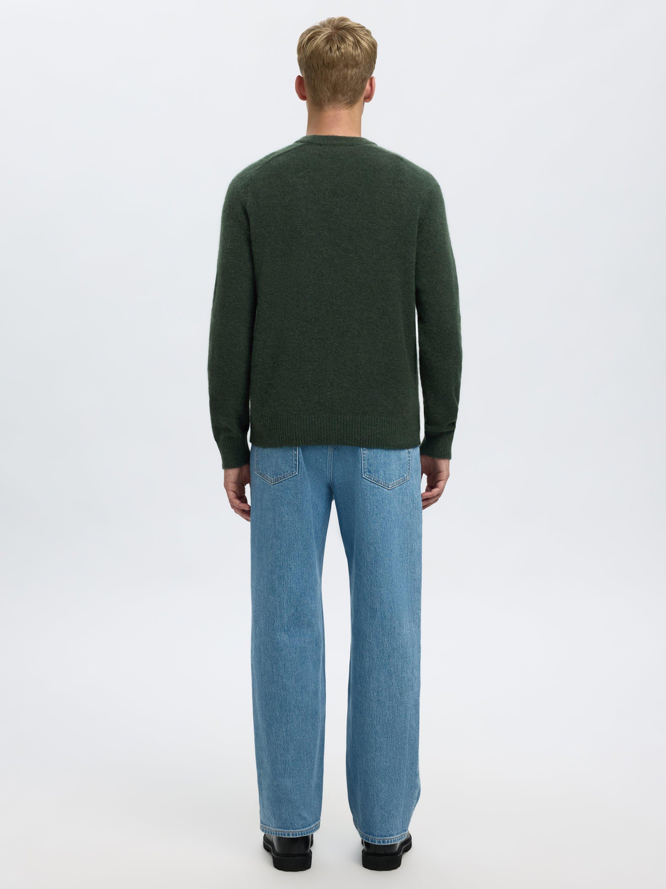 Product image 5 of 6, which shows Selected Rai Wool Alpaca Blend Crew Neck Jumper, Deep Forest, XXL