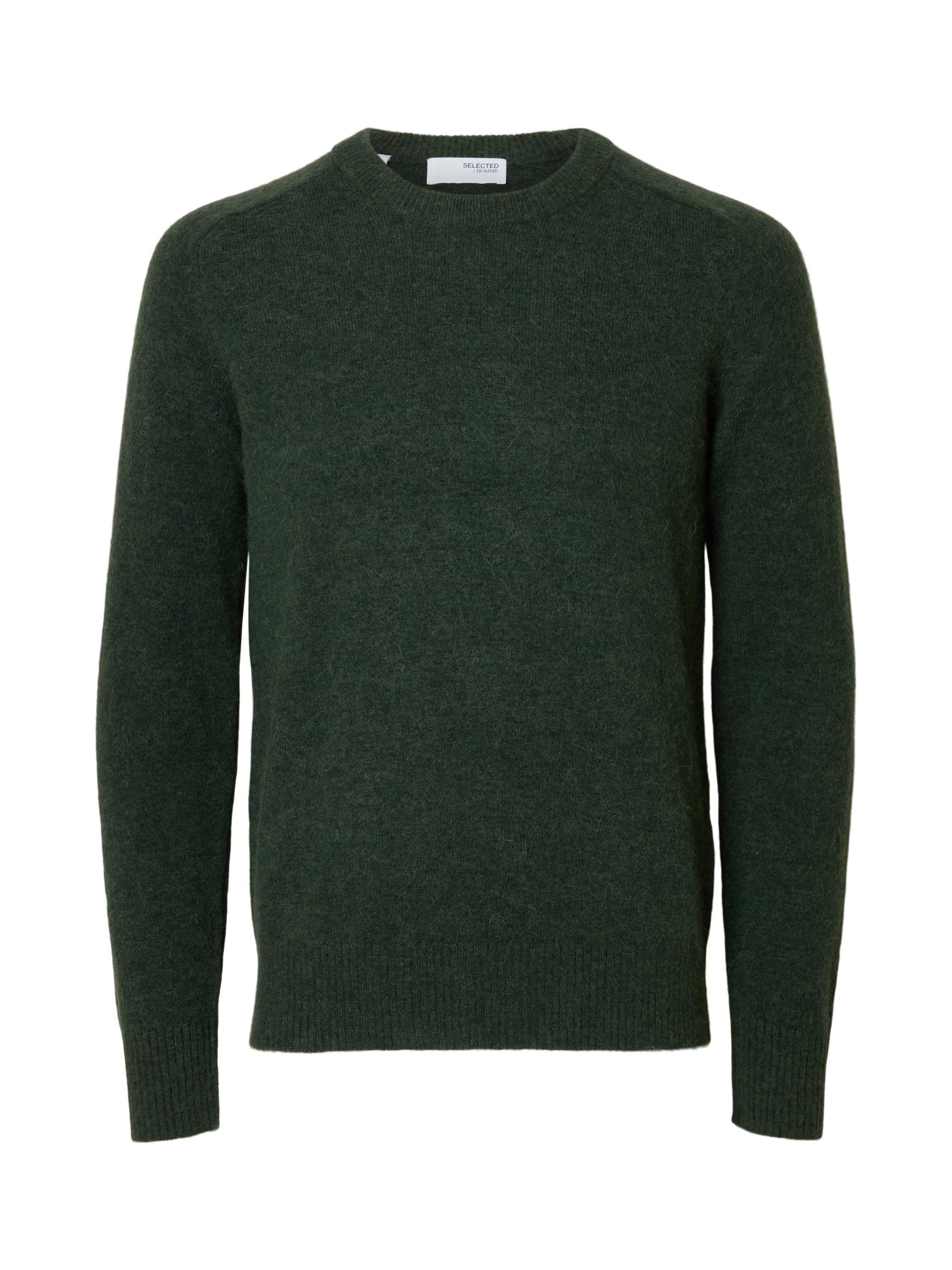 Product image 6 of 6, which shows Selected Rai Wool Alpaca Blend Crew Neck Jumper, Deep Forest, XXL