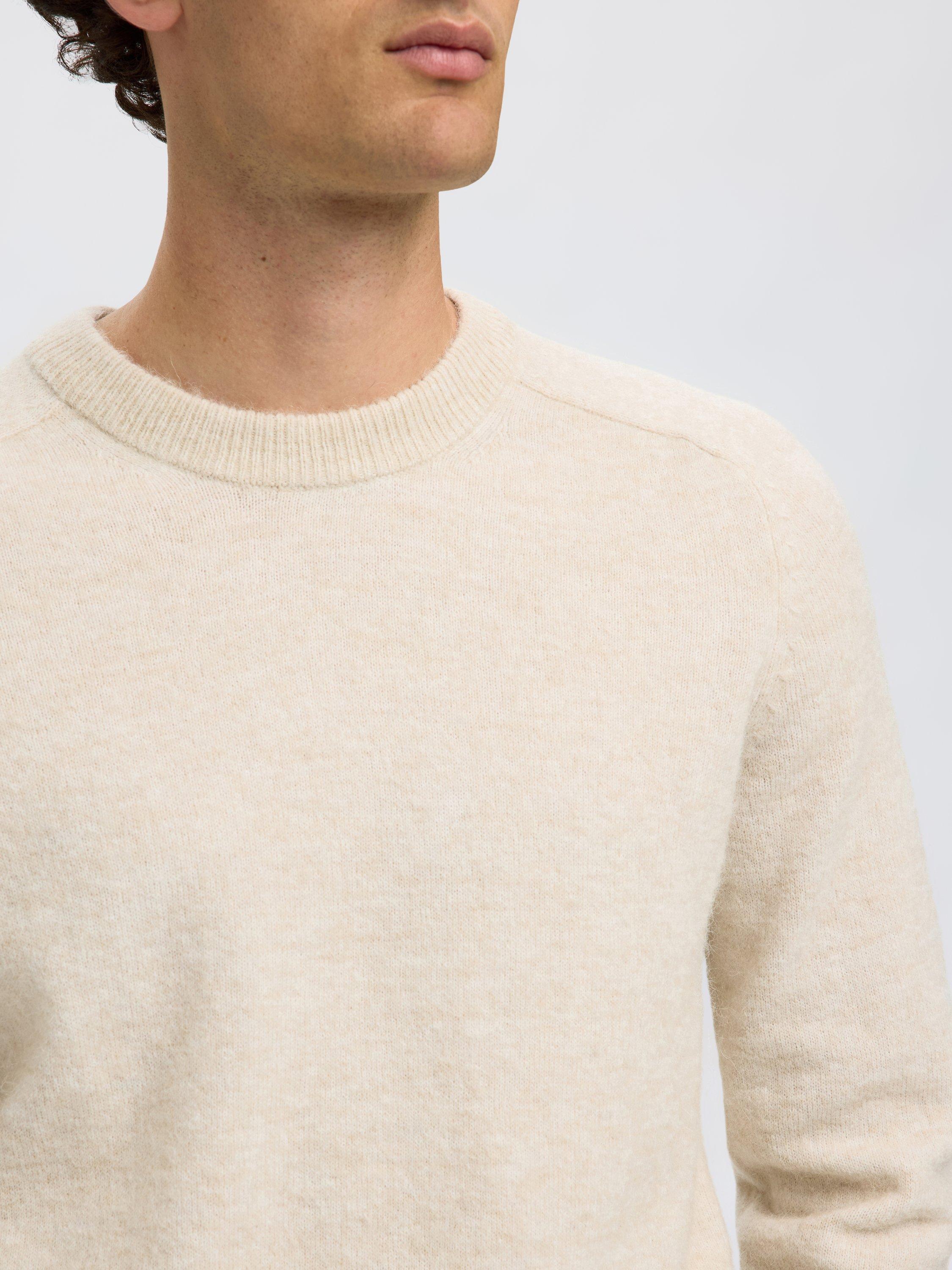 Product image 3 of 5, which shows Selected Rai Wool Alpaca Blend Crew Neck Jumper, Oatmeal, L