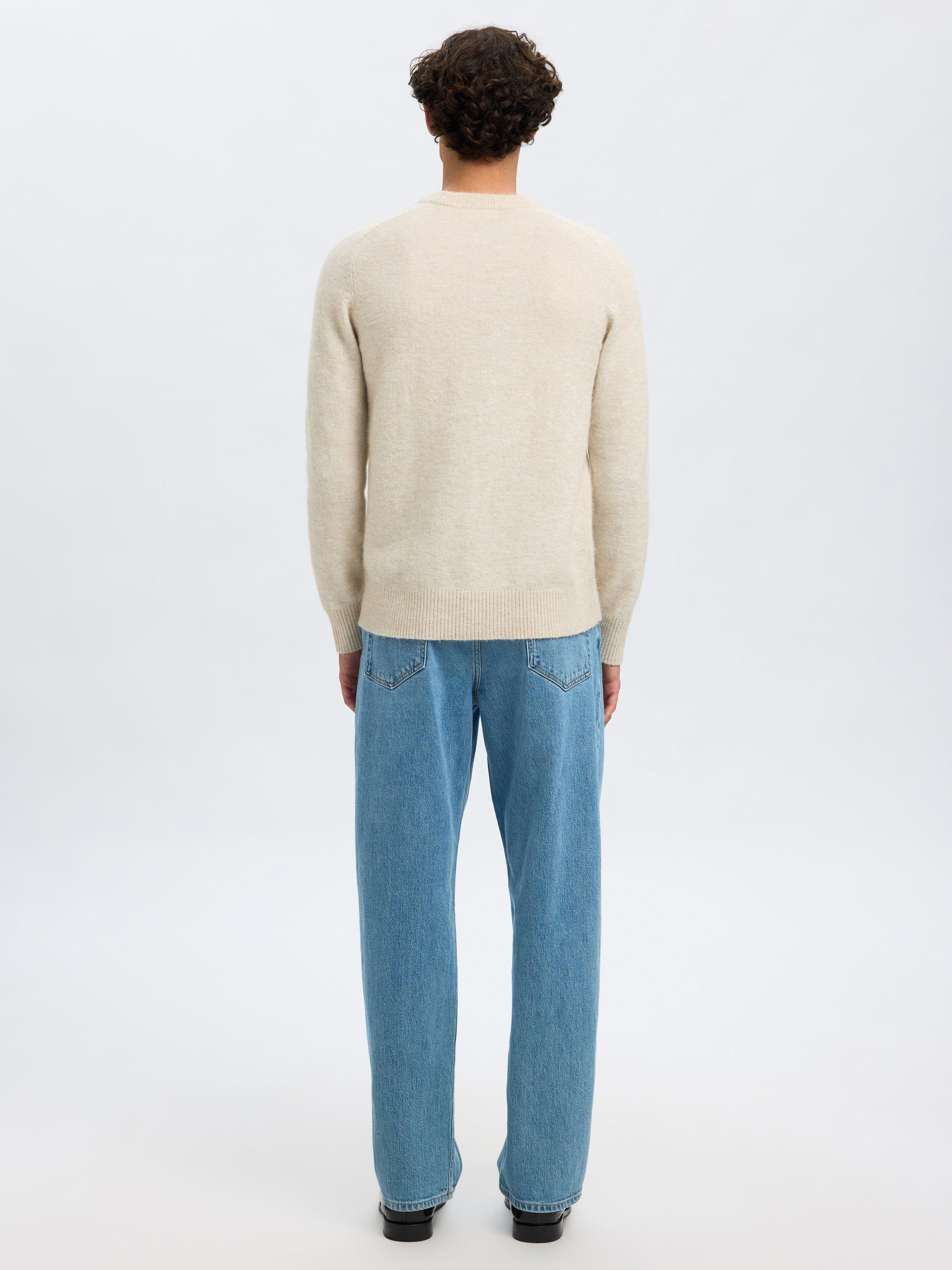Product image 4 of 5, which shows Selected Rai Wool Alpaca Blend Crew Neck Jumper, Oatmeal, L