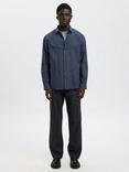 SELECTED HOMME Reg Leo Cotton Long Sleeve Button Shirt, Sky Captain