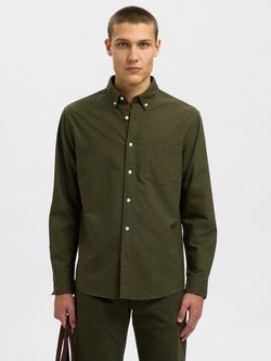 SELECTED HOMME Regrick Long Sleeve Button Oxford Shirt, Forest Night, Forest Night