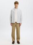 SELECTED HOMME Regrick Long Sleeve Button Oxford Shirt, Forest Night Stripes