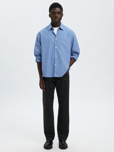 SELECTED HOMME 190 Cotton Regular Tapered Denim Jeans - view 2, Black Denim