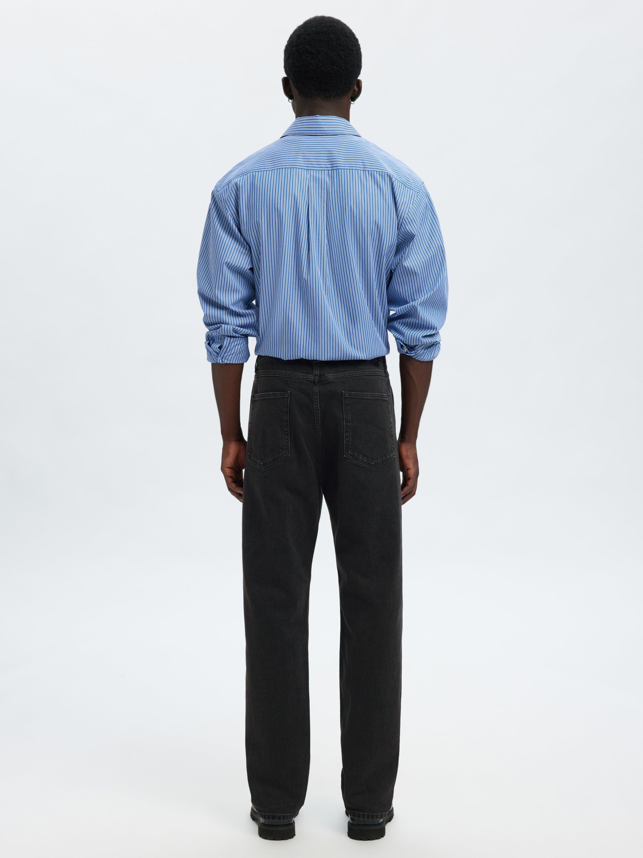 Product image 4 of 6, which shows SELECTED HOMME 190 Cotton Regular Tapered Denim Jeans, Black Denim, 30R