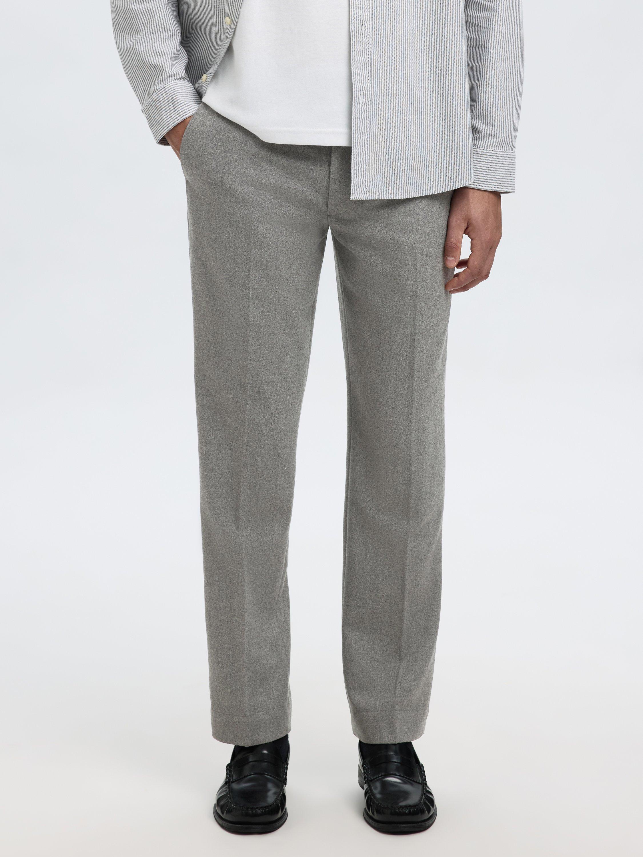 Product image 3 of 6, which shows Selected Straight Wool Blend Trousers, Grey Melange, 30R