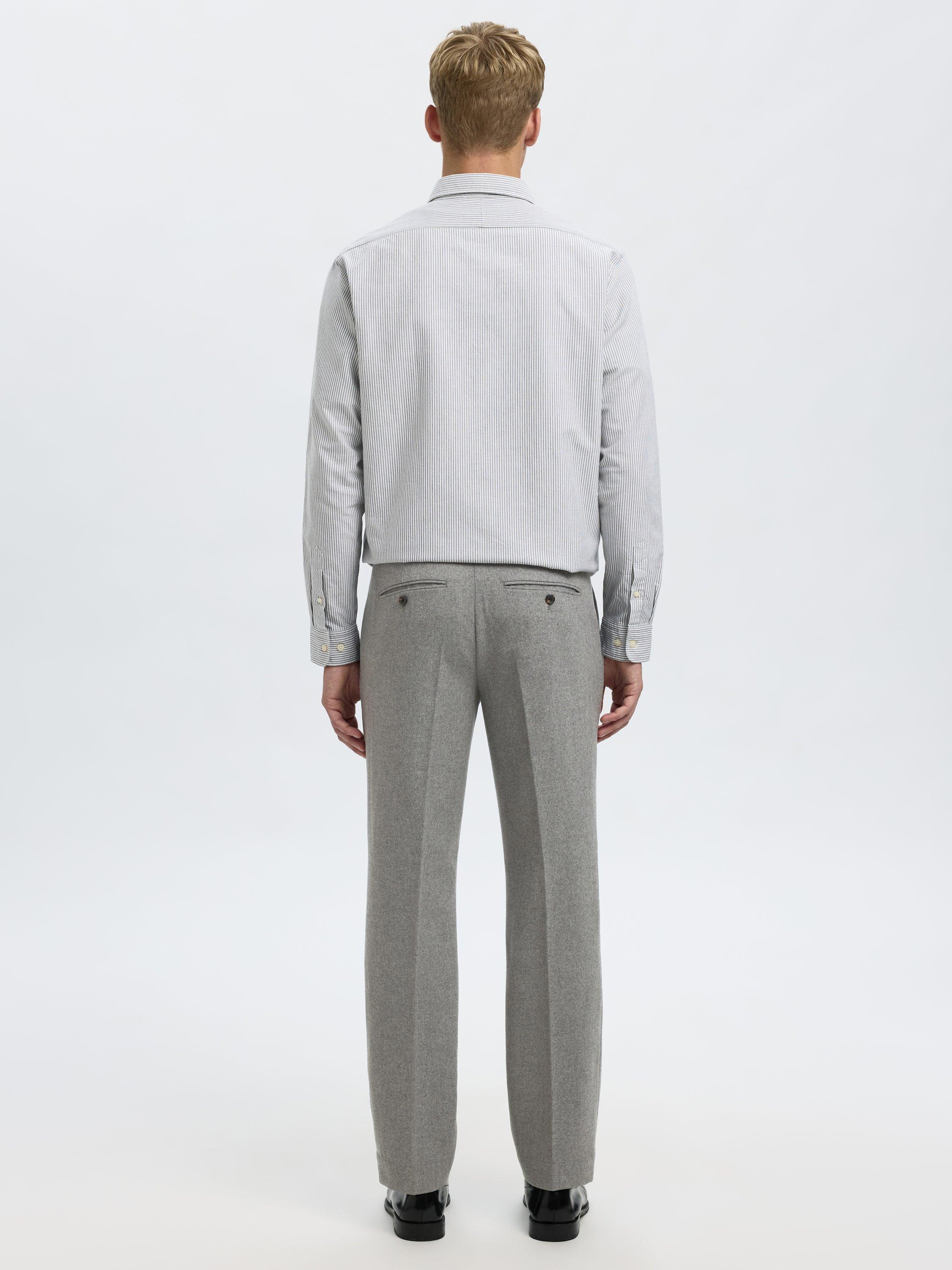Product image 5 of 6, which shows Selected Straight Wool Blend Trousers, Grey Melange, 30R