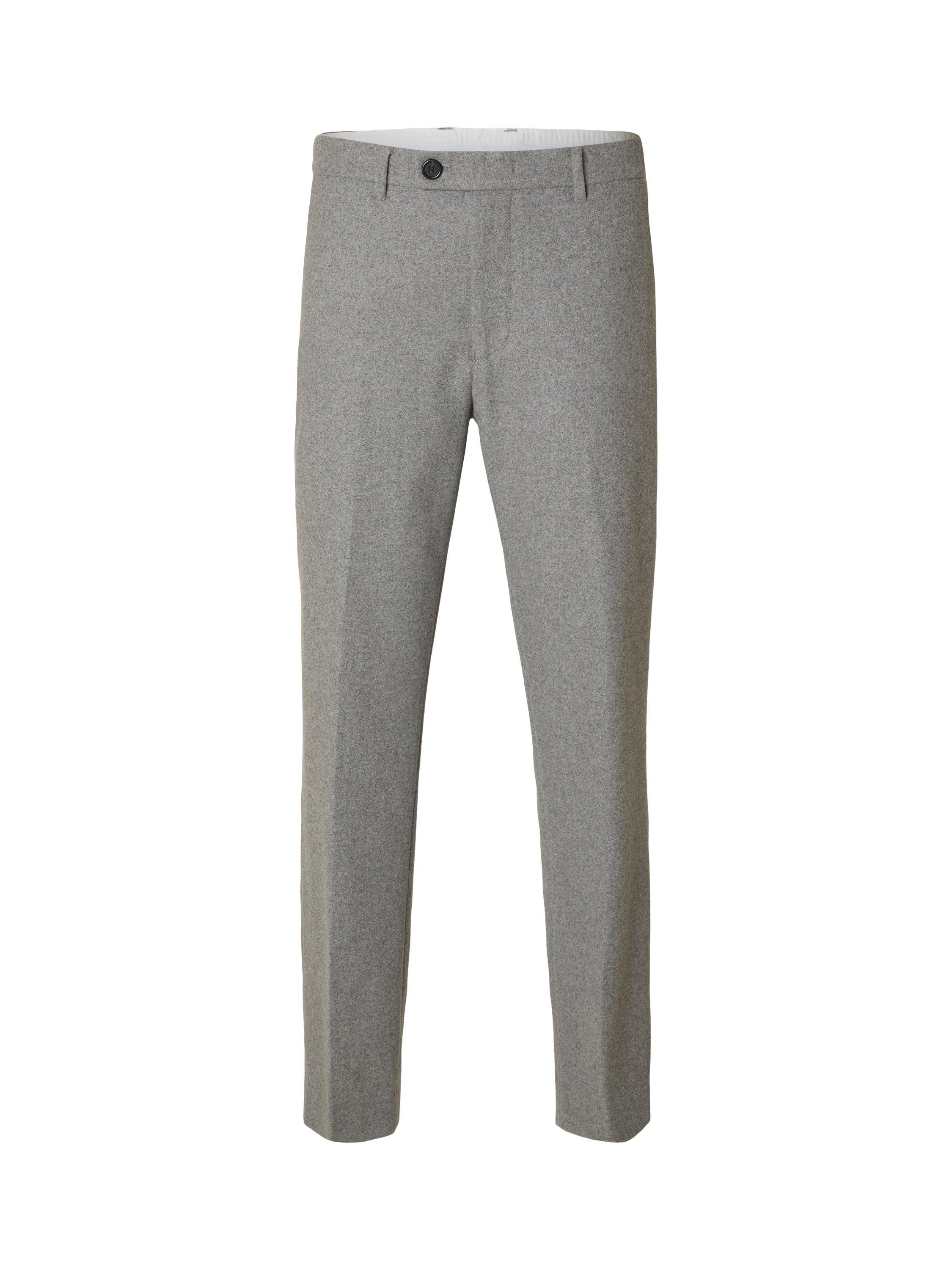 Product image 6 of 6, which shows Selected Straight Wool Blend Trousers, Grey Melange, 30R