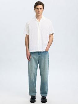 Selected Patterned Cotton Shirt - view 2, Bright White