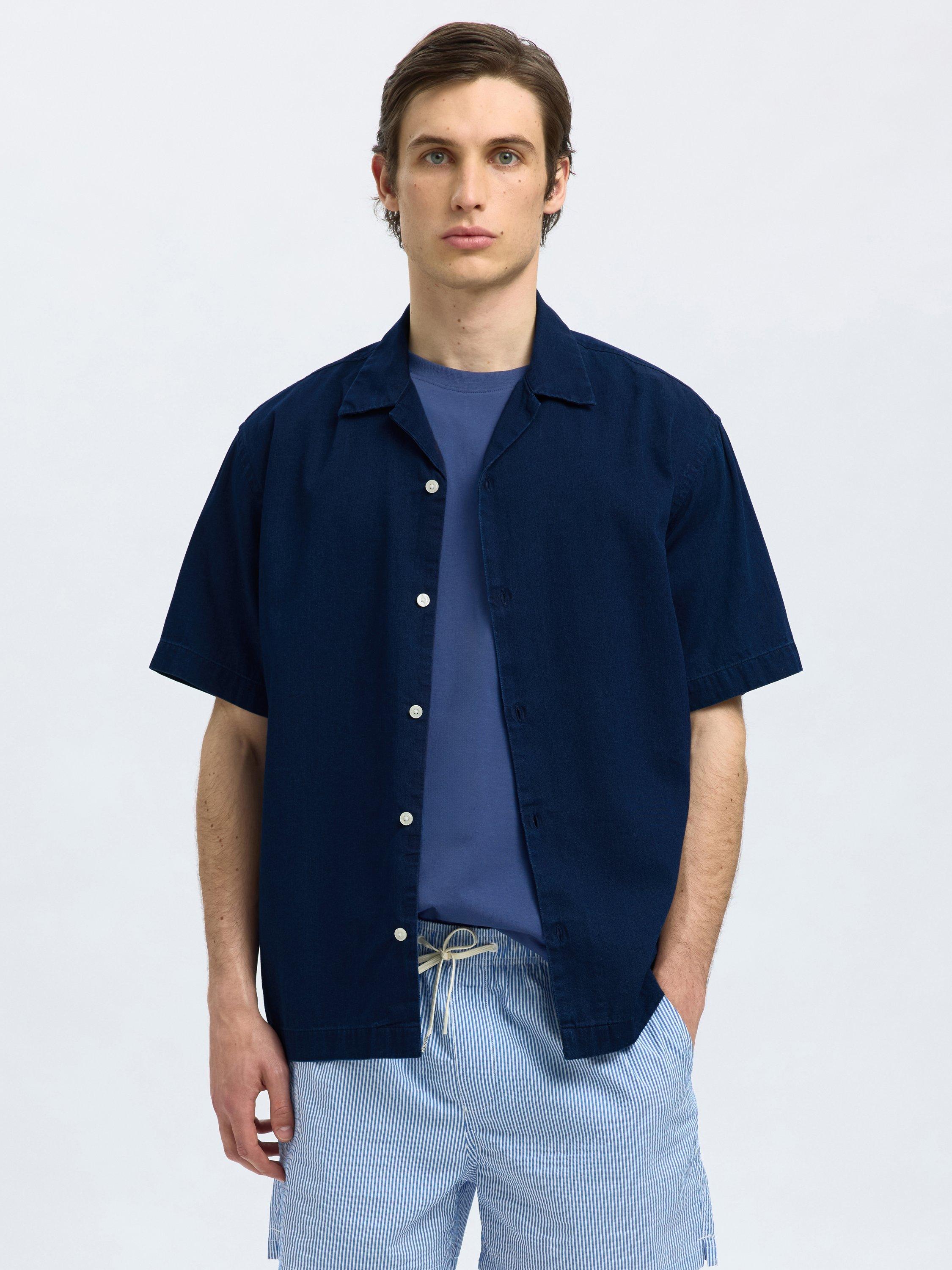 Product image 1 of 6, which shows Selected Denim Shirt, Dark Blue Denim, S