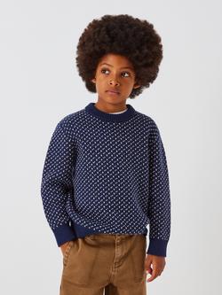 John Lewis Kids' Birds Eye Stitch Jumper, Navy, Navy