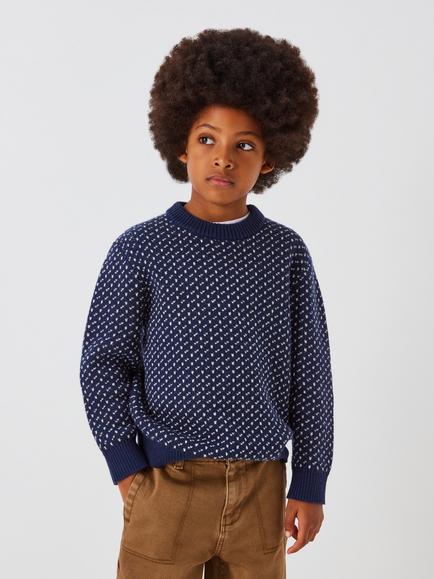 John Lewis Kids' Birds Eye Stitch Jumper, Navy, Navy