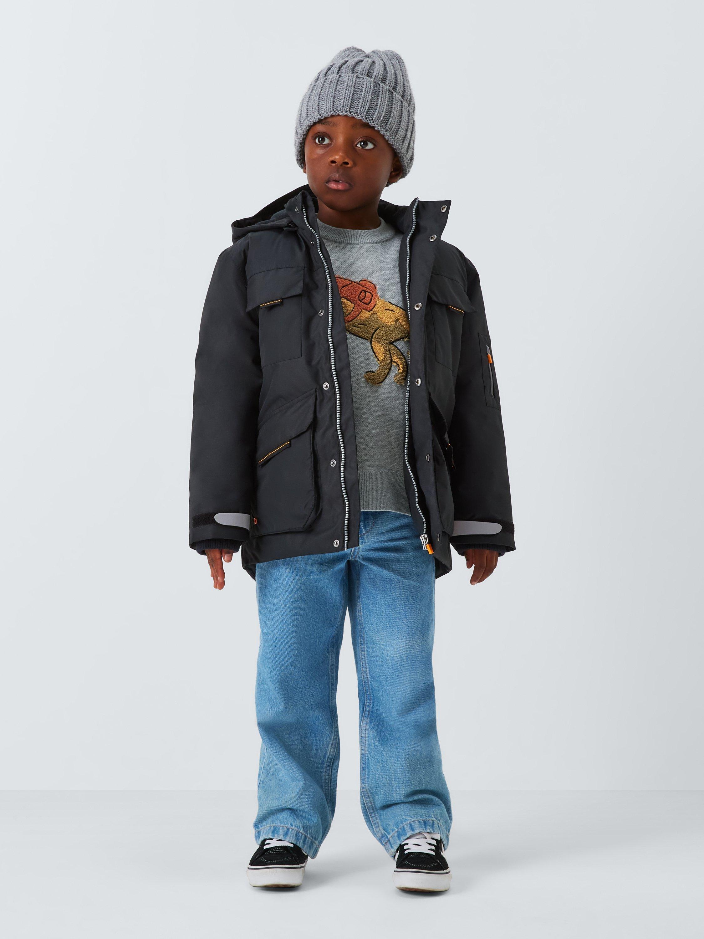 Product image 2 of 7, which shows John Lewis Kids' Boucle Dinosaur Jumper, Grey / Multi, 9 years