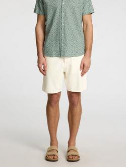 Selected Cotton Blend Shorts, White Denim