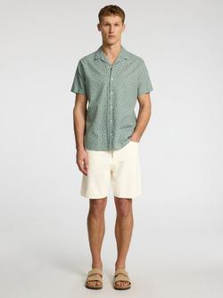 Selected Cotton Blend Shorts - view 2, White Denim