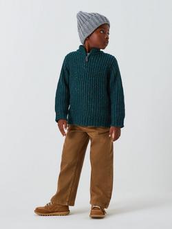 John Lewis Kids' Pop Fleck Zip Neck Jumper, Green / Multi - view 2, Green / Multi