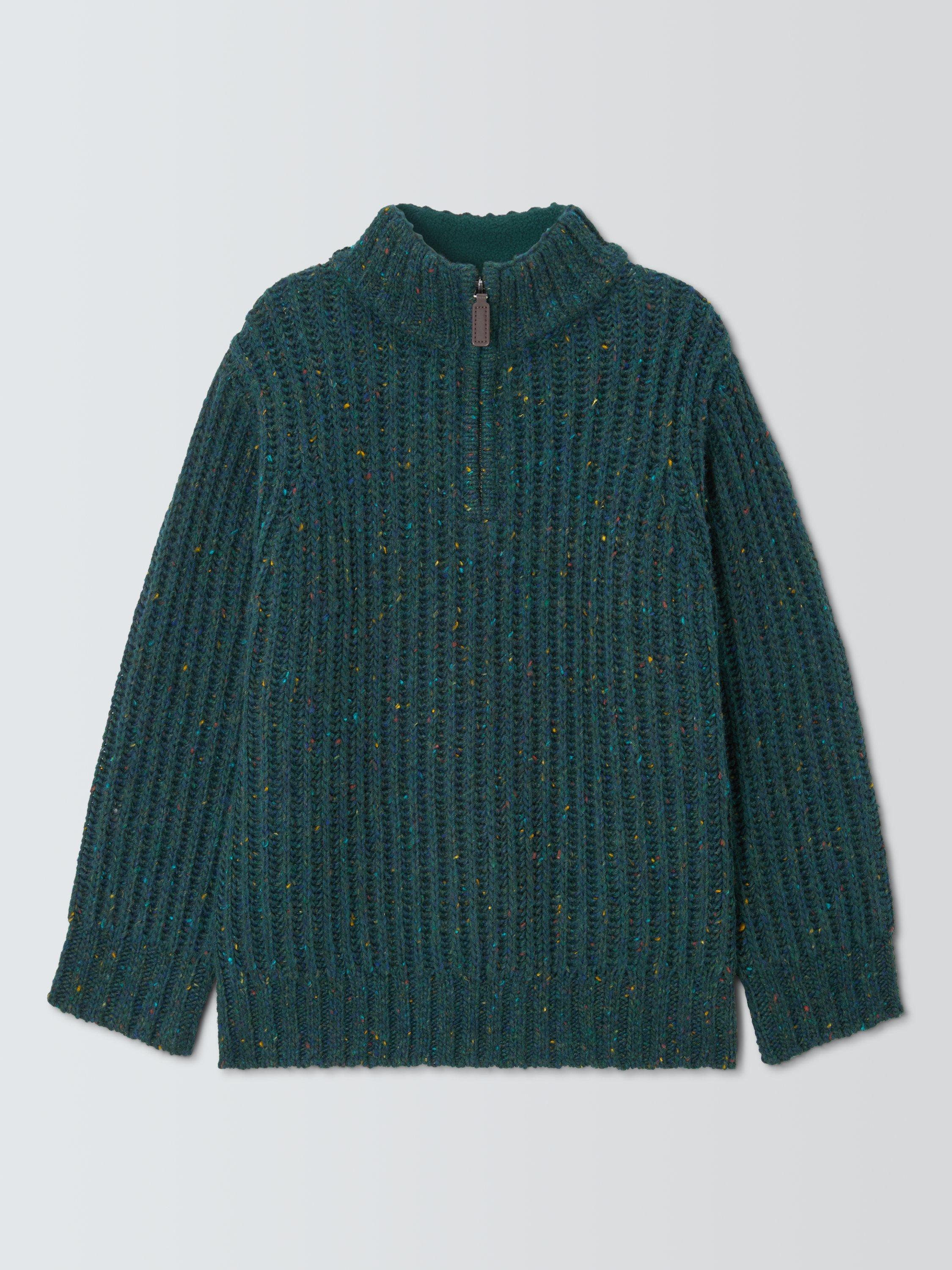 Product image 3 of 7, which shows John Lewis Kids' Pop Fleck Zip Neck Jumper, Green / Multi, 3 years
