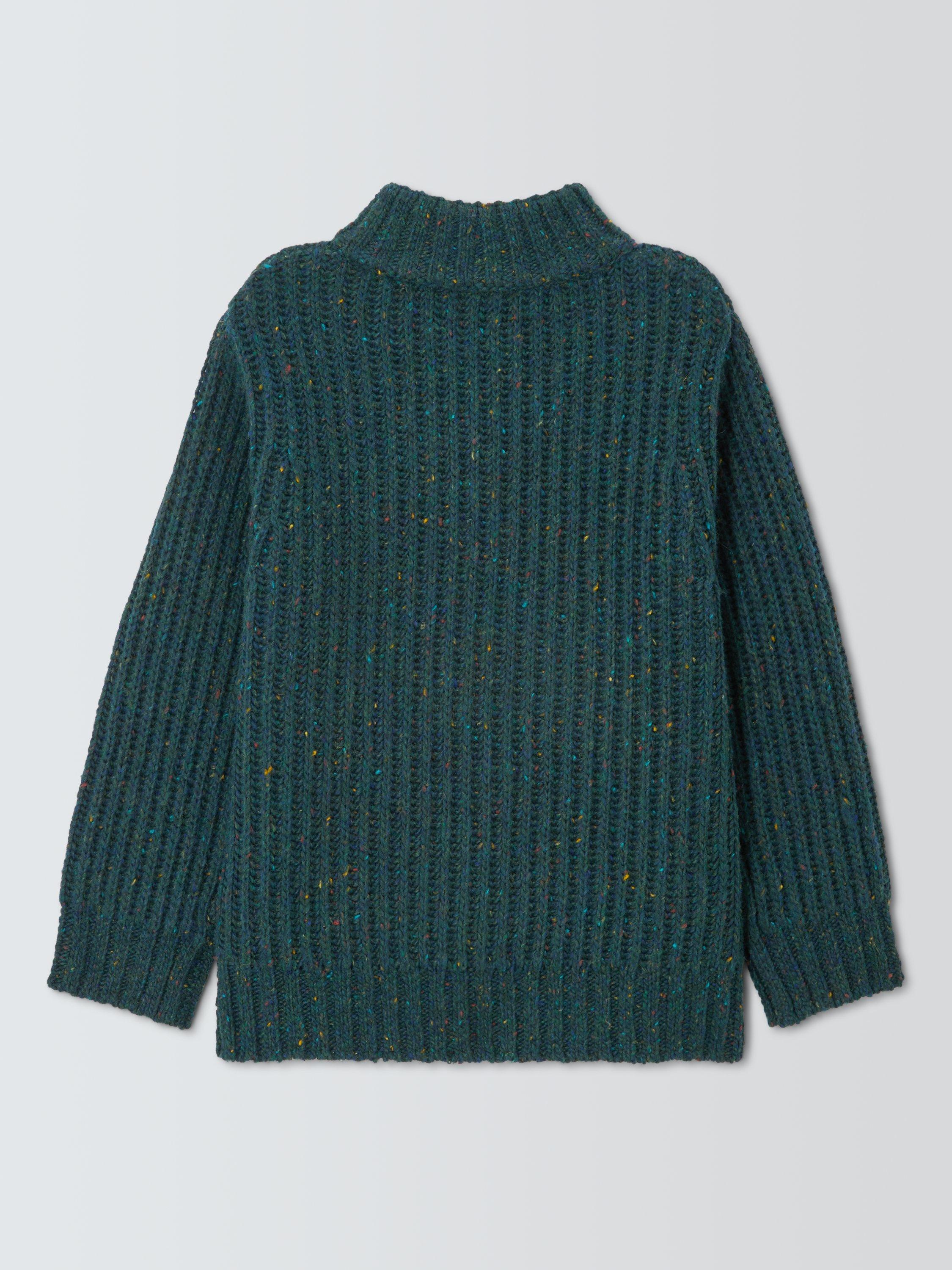 Product image 7 of 7, which shows John Lewis Kids' Pop Fleck Zip Neck Jumper, Green / Multi, 3 years
