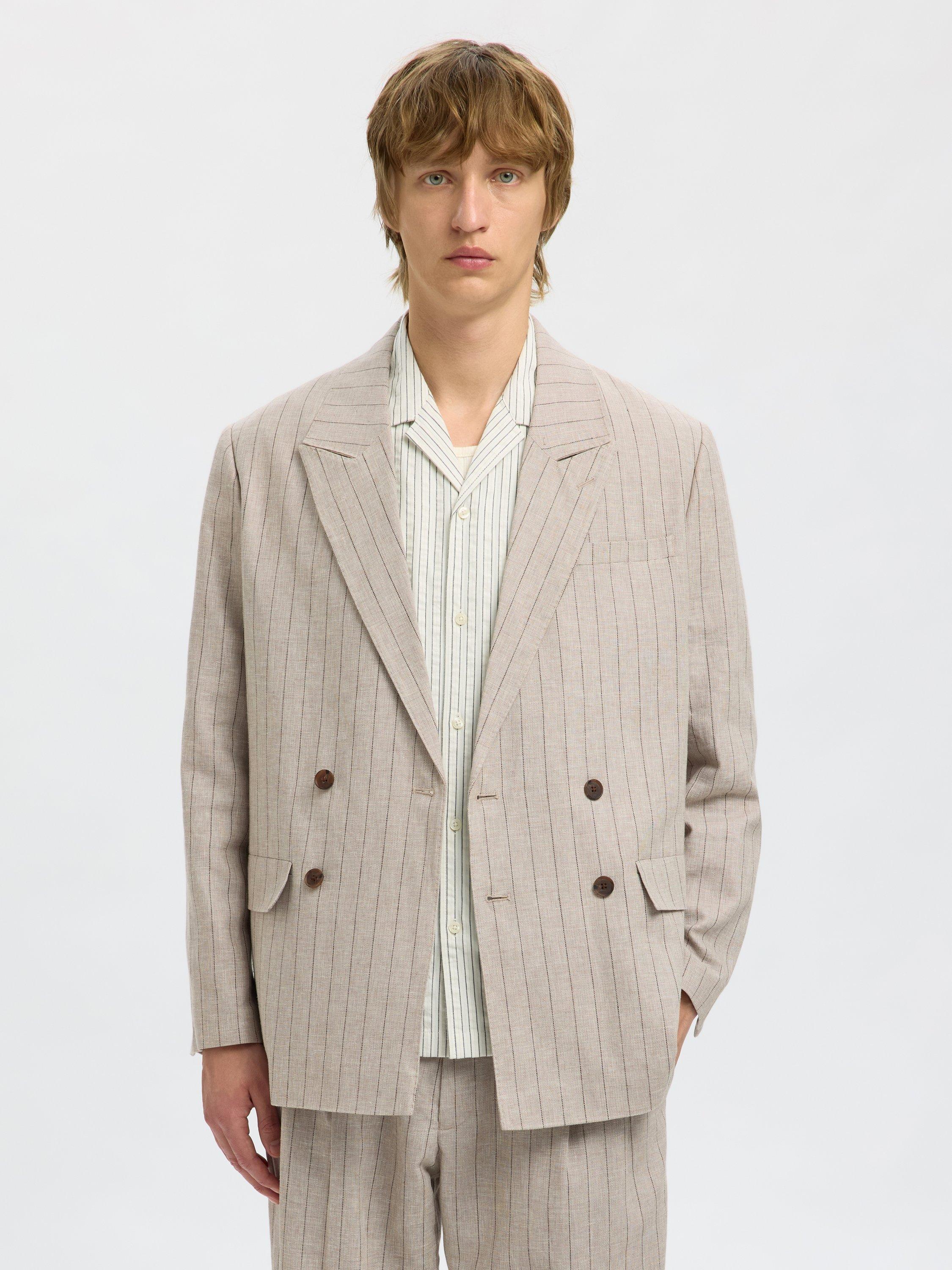 Product image 2 of 6, which shows Selected Relaxed Malik Linen Blend Blazer, Oatmeal, 36R