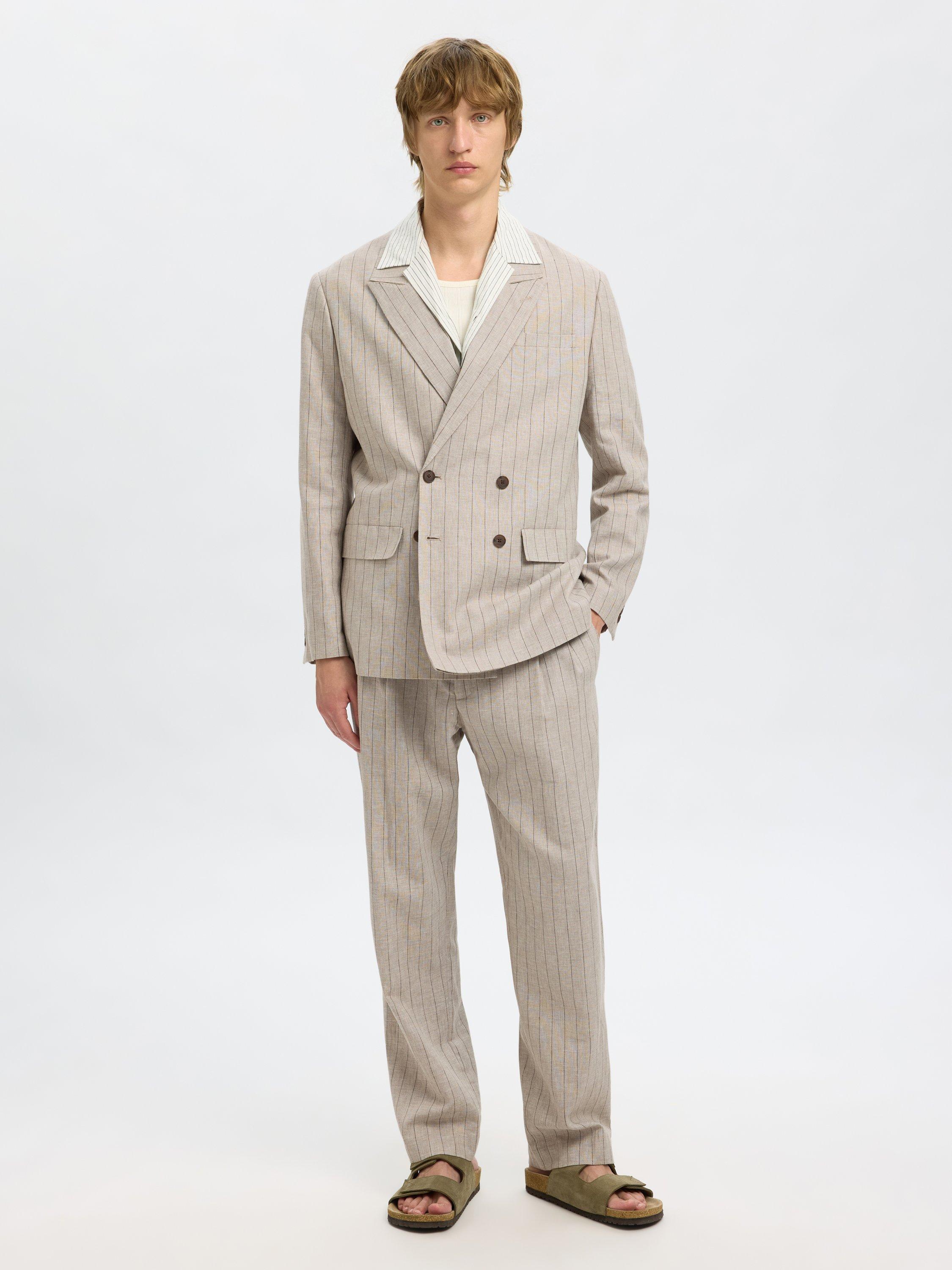 Product image 3 of 6, which shows Selected Relaxed Malik Linen Blend Blazer, Oatmeal, 36R