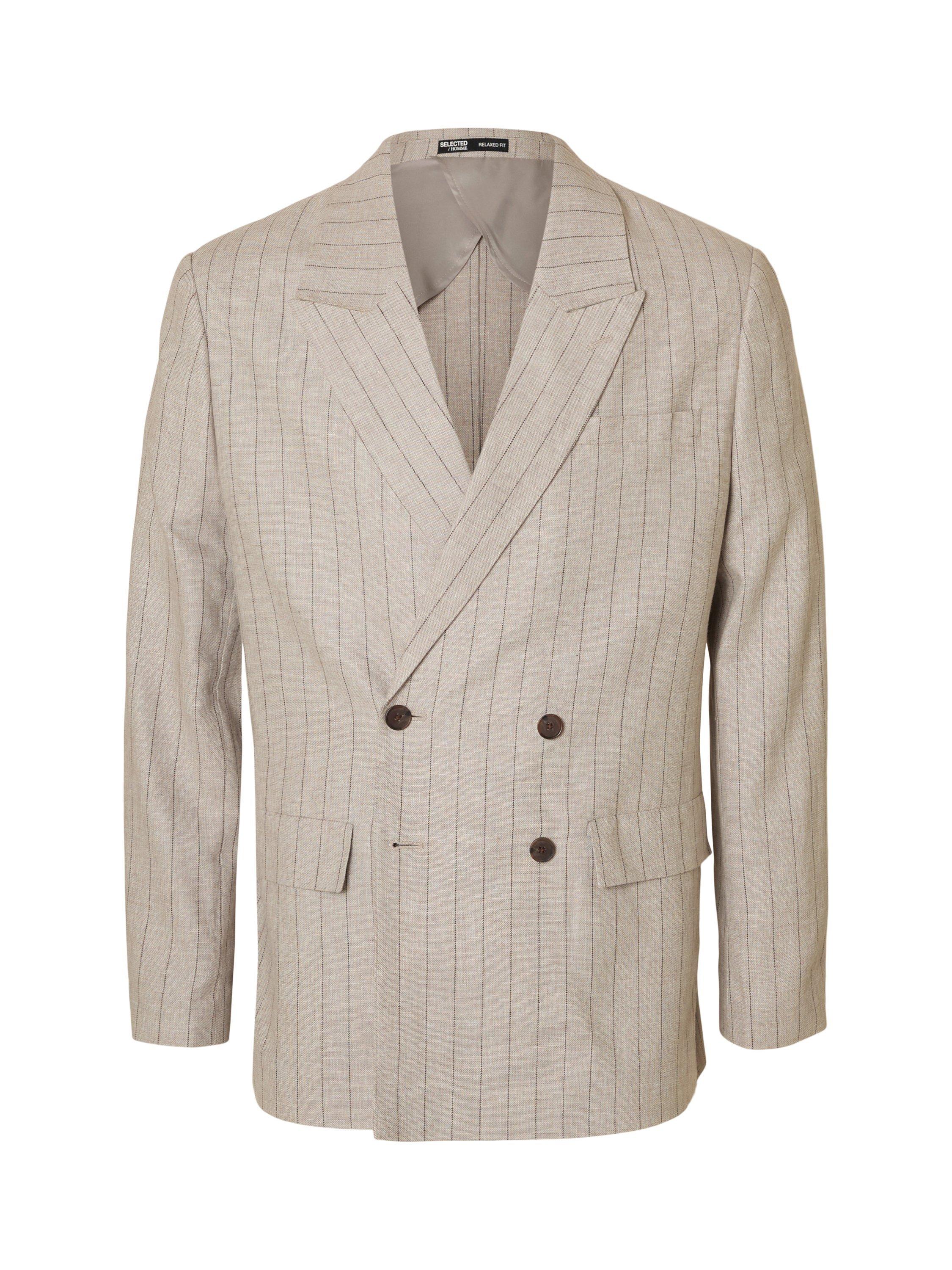 Product image 6 of 6, which shows Selected Relaxed Malik Linen Blend Blazer, Oatmeal, 36R
