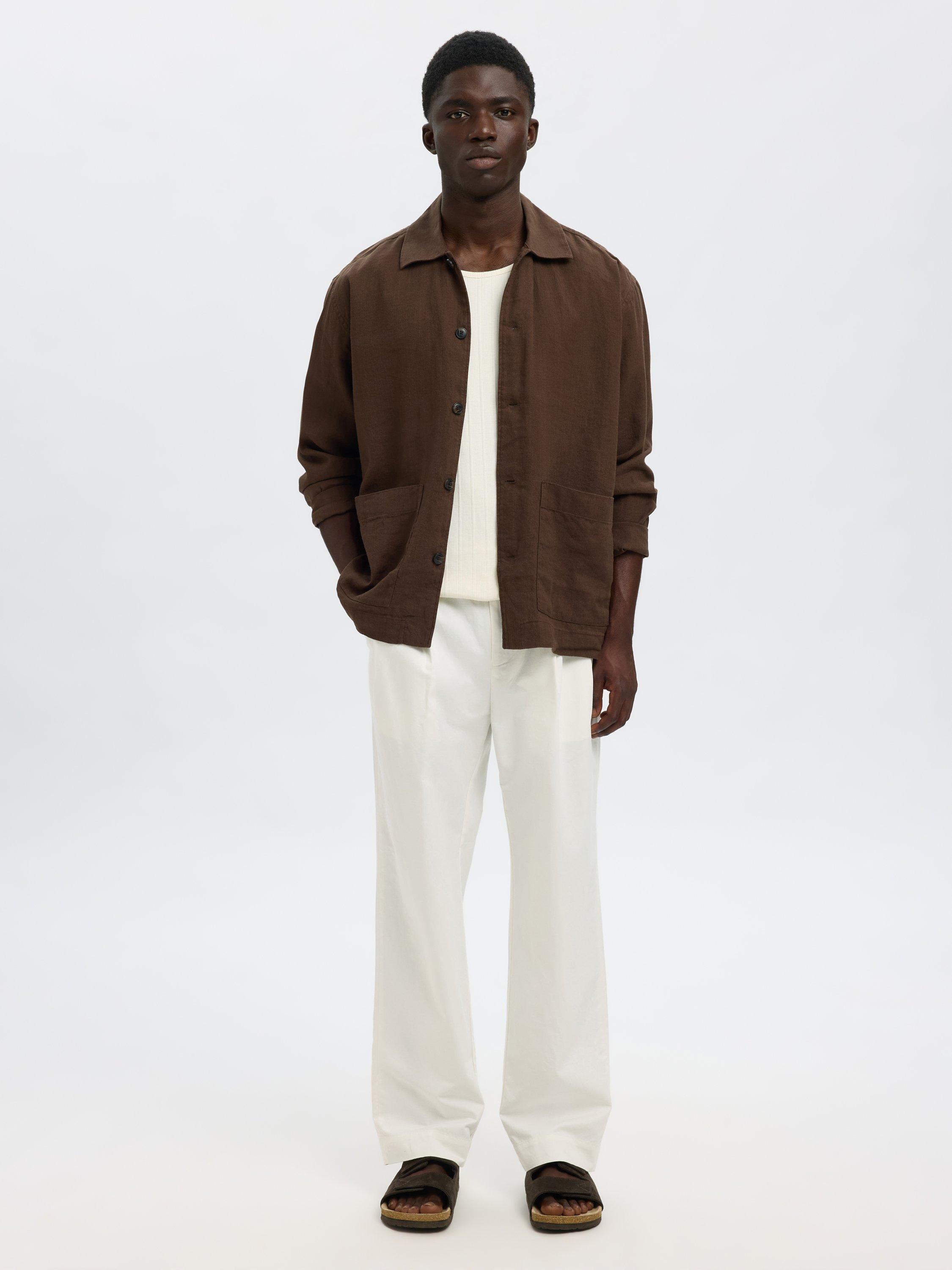 Product image 1 of 1, which shows Selected Adam Pleated Trousers, Cloud Dancer, 30R