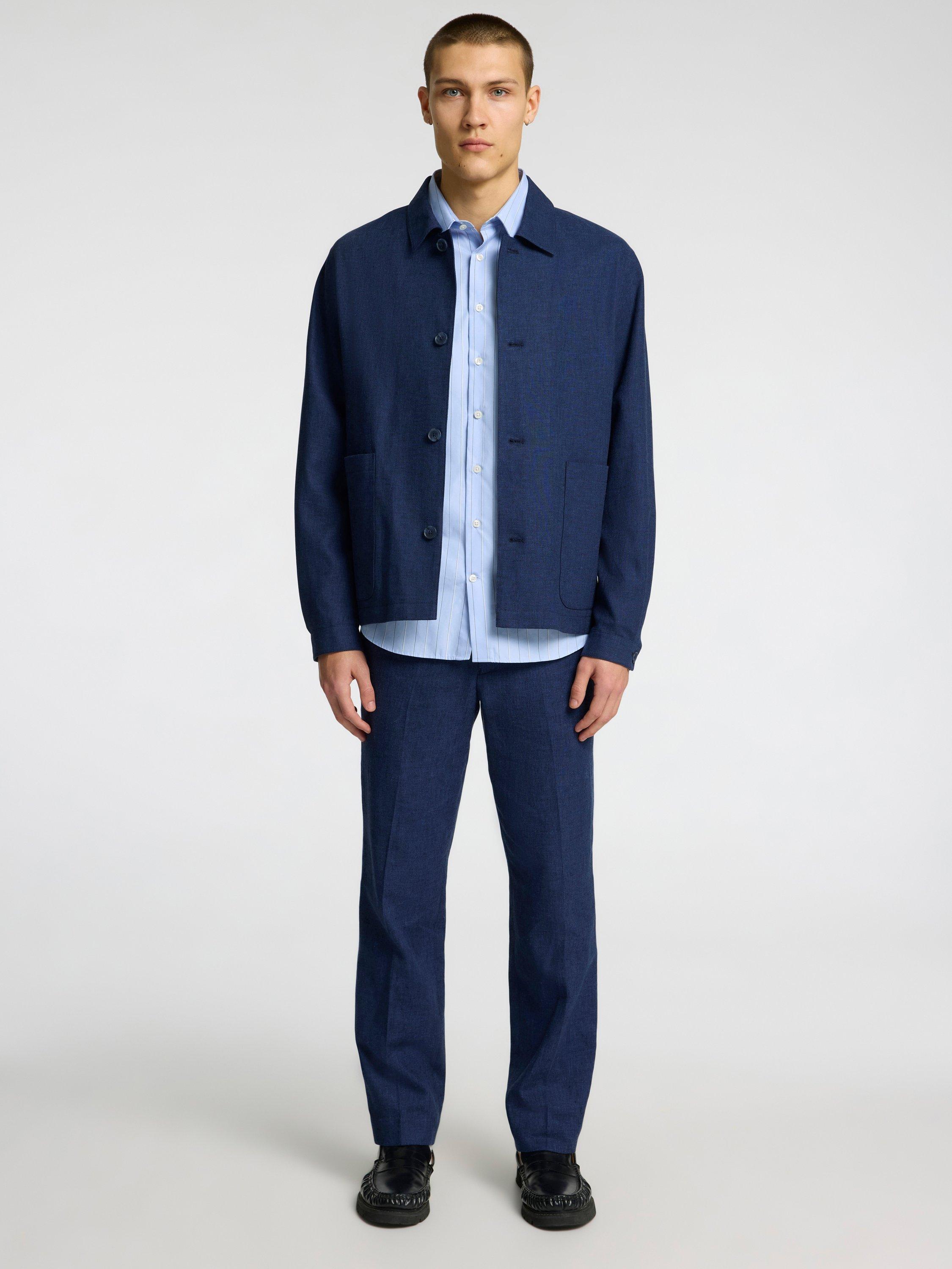 Product image 2 of 6, which shows SELECTED HOMME Regular Fit Linen Rich Suit Trousers, Dark Navy, 30R