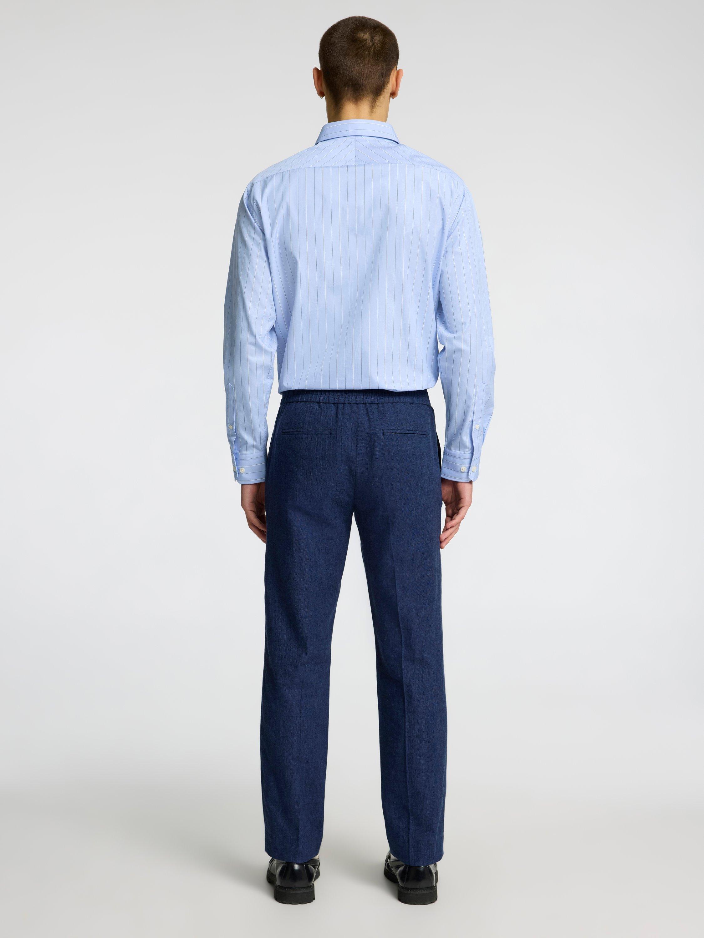 Product image 3 of 6, which shows SELECTED HOMME Regular Fit Linen Rich Suit Trousers, Dark Navy, 30R