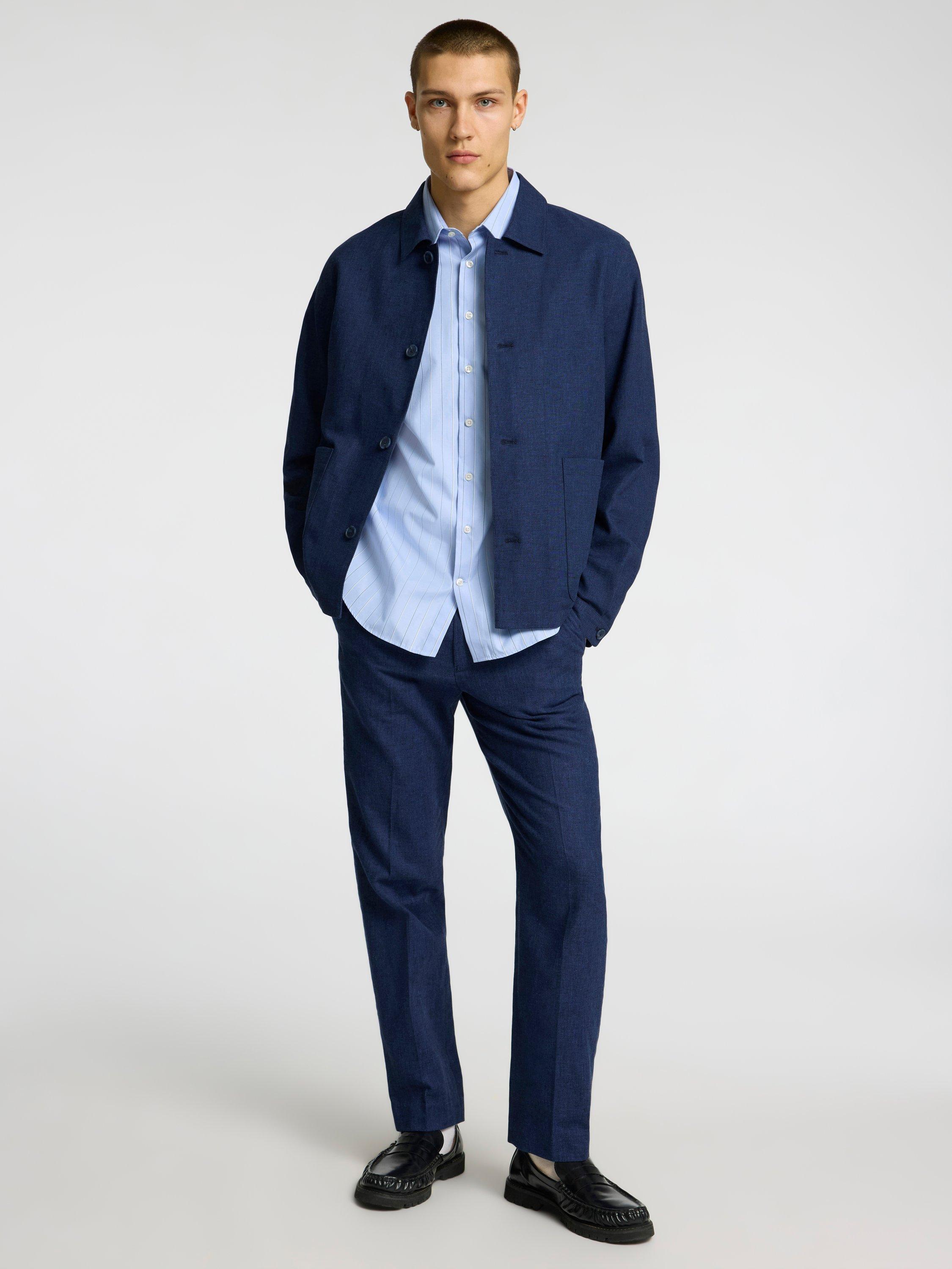 Product image 4 of 6, which shows SELECTED HOMME Regular Fit Linen Rich Suit Trousers, Dark Navy, 30R