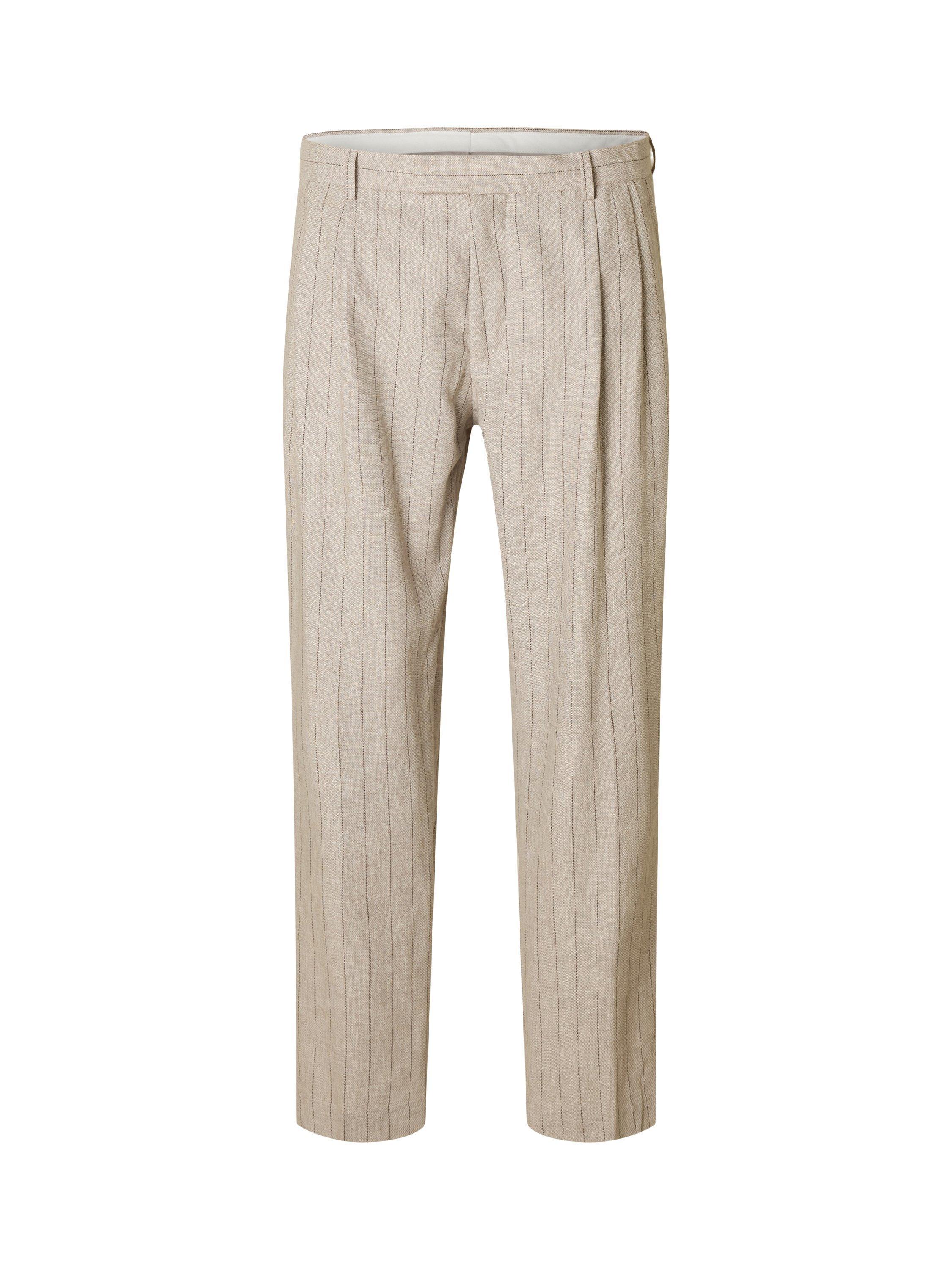 Product image 5 of 6, which shows Selected Relaxed Malik Linen Blend Suit Trousers, Oatmeal, 30R