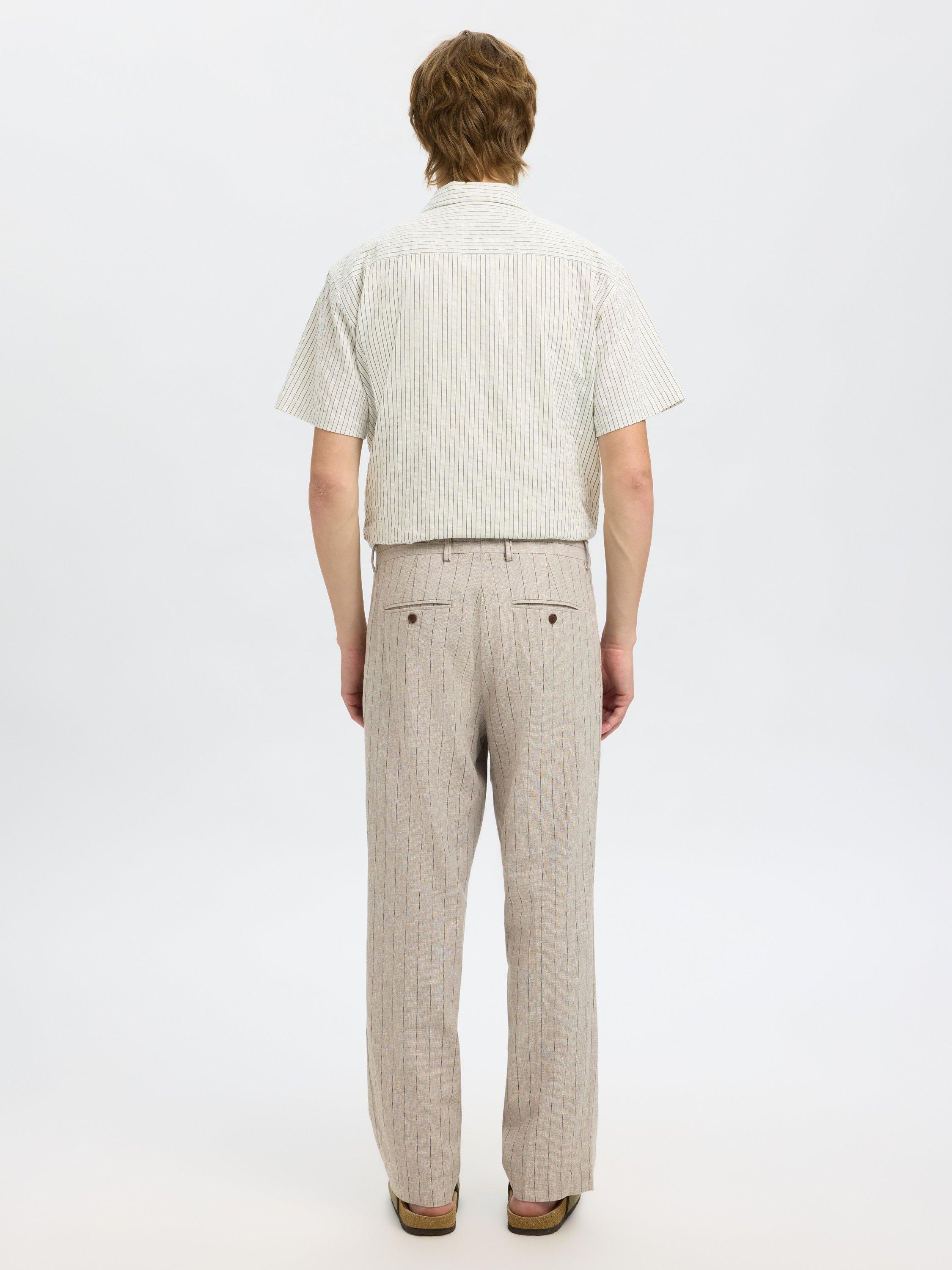 Product image 6 of 6, which shows Selected Relaxed Malik Linen Blend Suit Trousers, Oatmeal, 30R