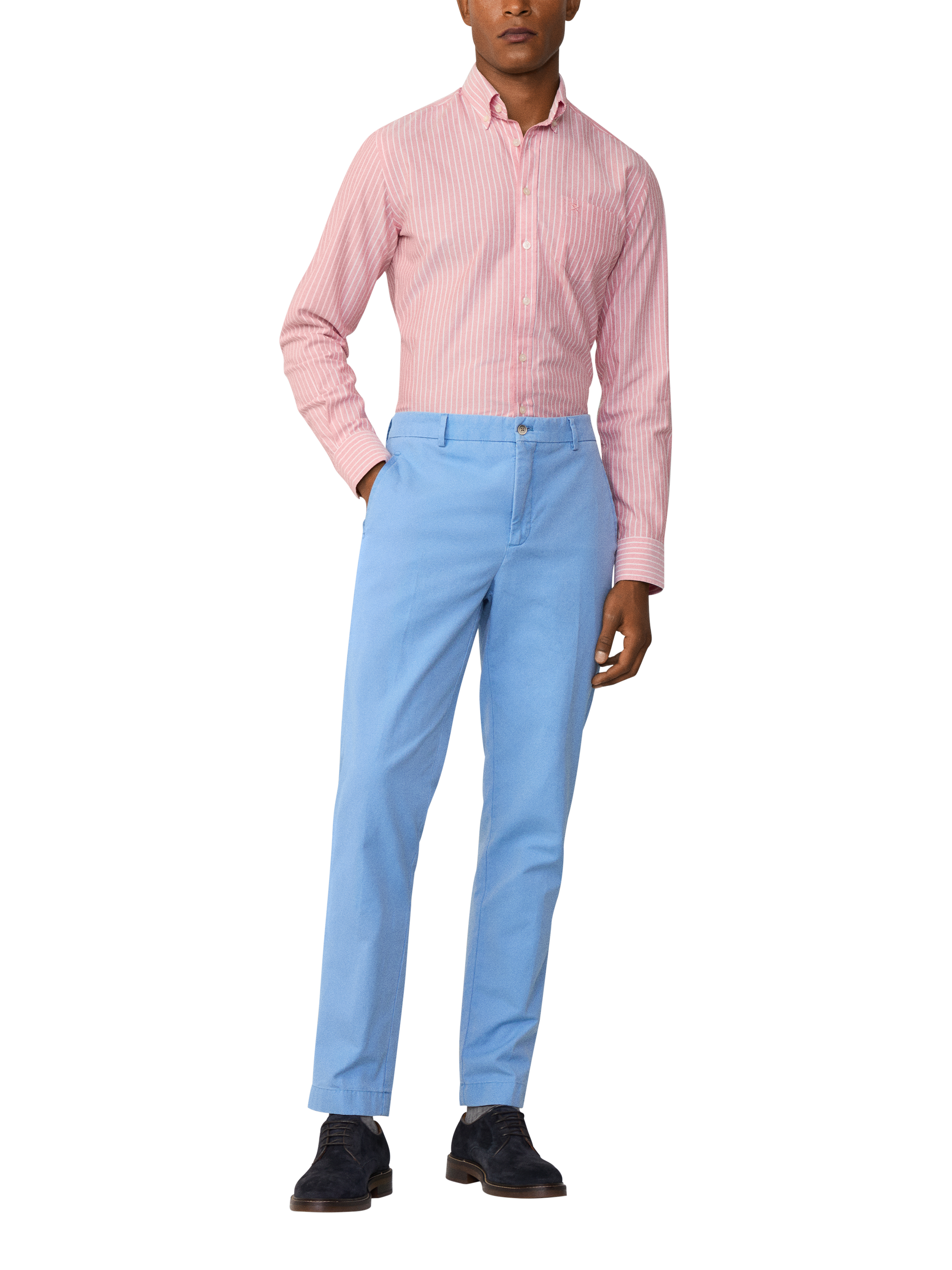 Product image 1 of 6, which shows Hackett London Sloane Cotton Linen Blend Chinos, Sea Blue, 28