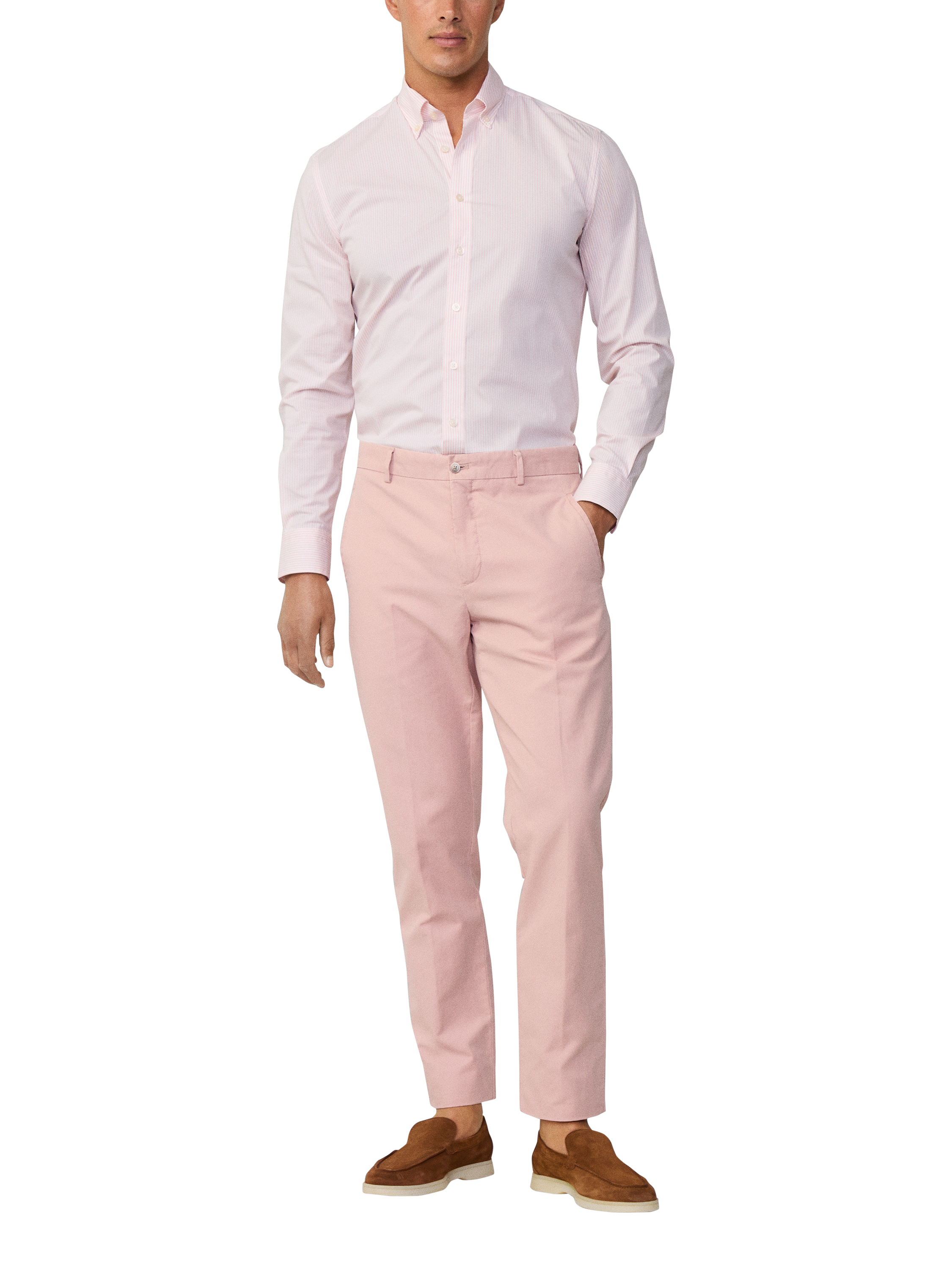 Hackett London Linen Blend Chino Trousers, Soft Pink