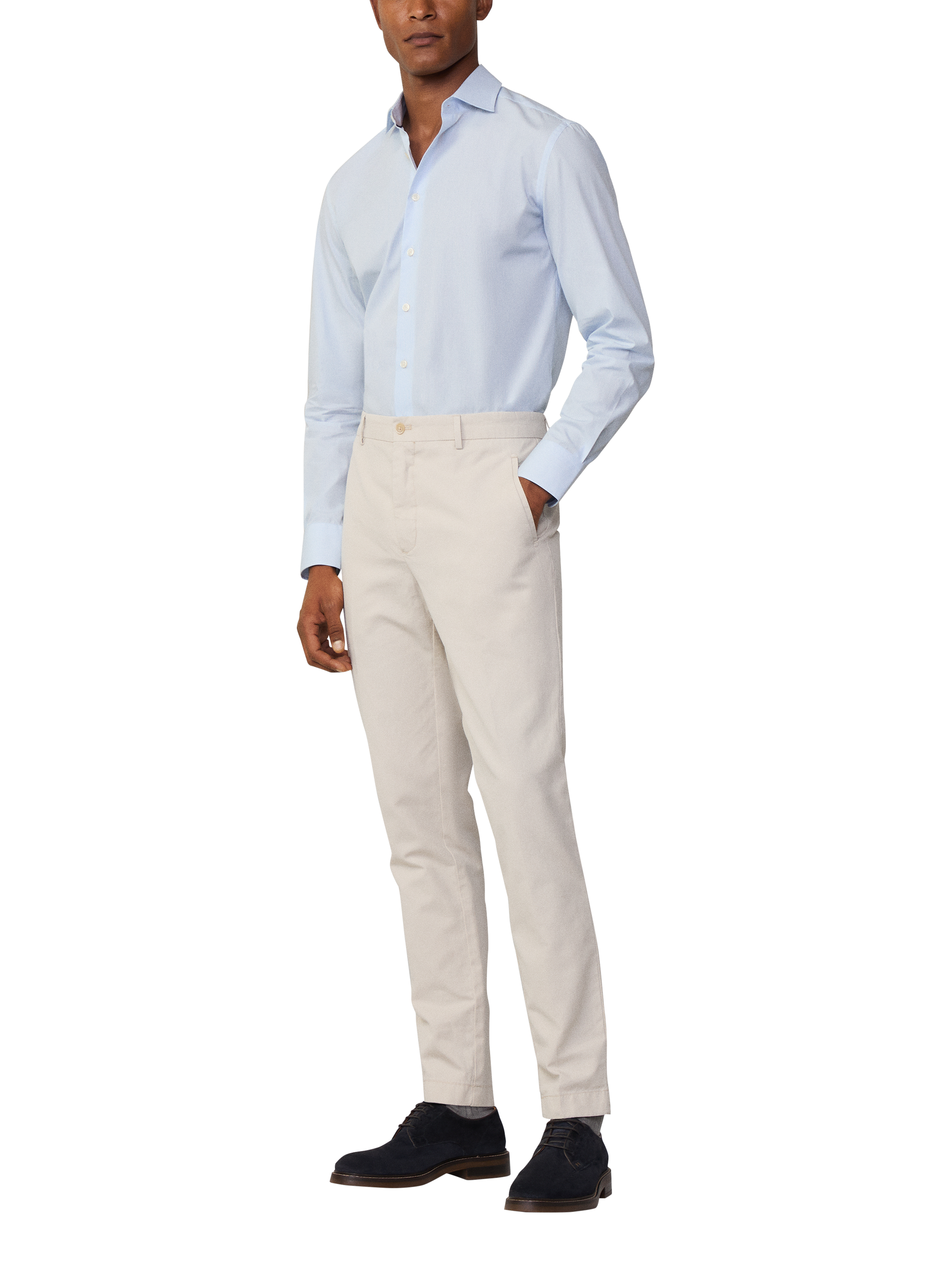Hackett London Linen Blend Chino Trousers, Off White