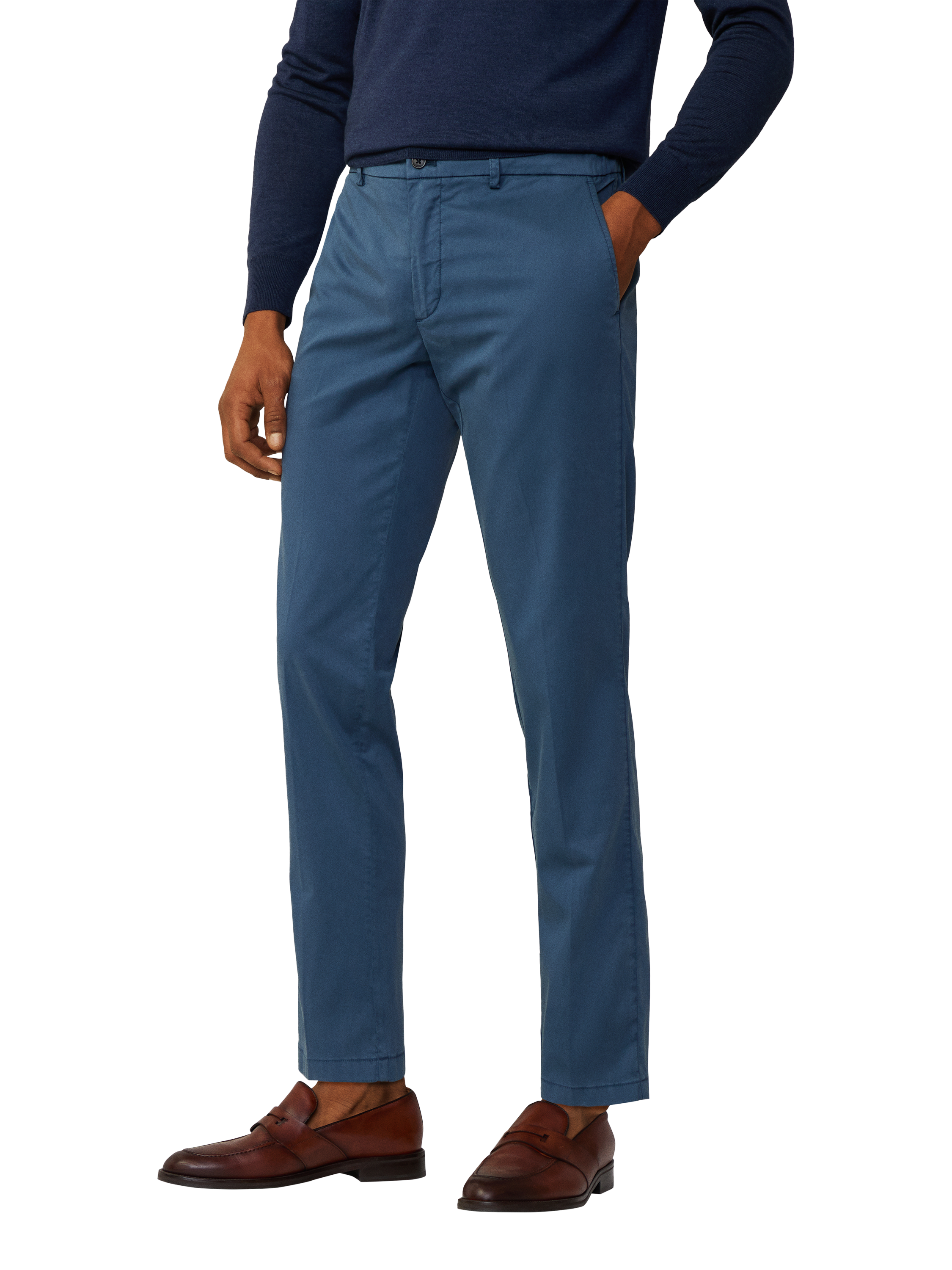 Product image 2 of 5, which shows Hackett London Cotton Blend Relaxed Fit Chinos, Dark Denim Blue, 28R