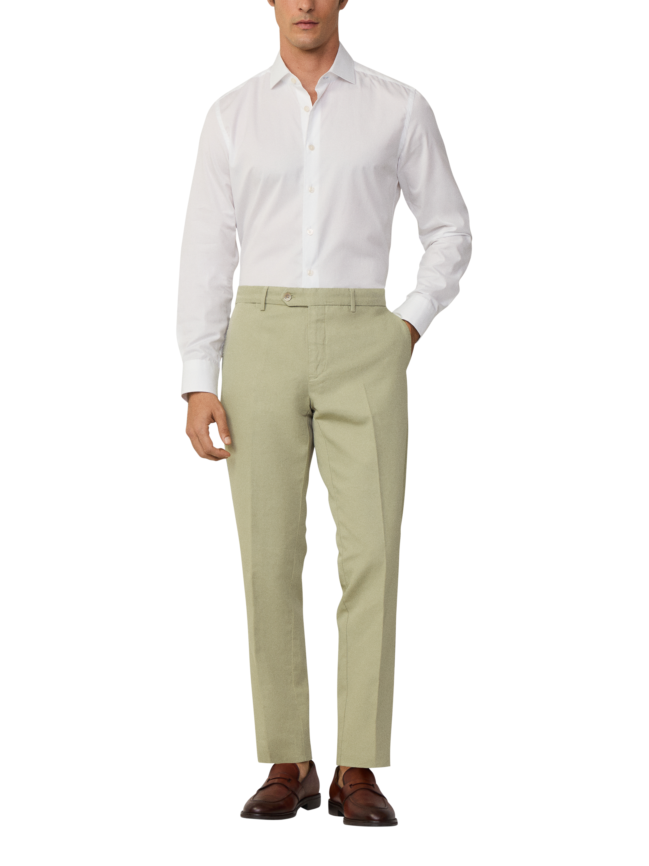 Hackett London Slim Fit Kensington Linen Blend Chinos, Sage Green