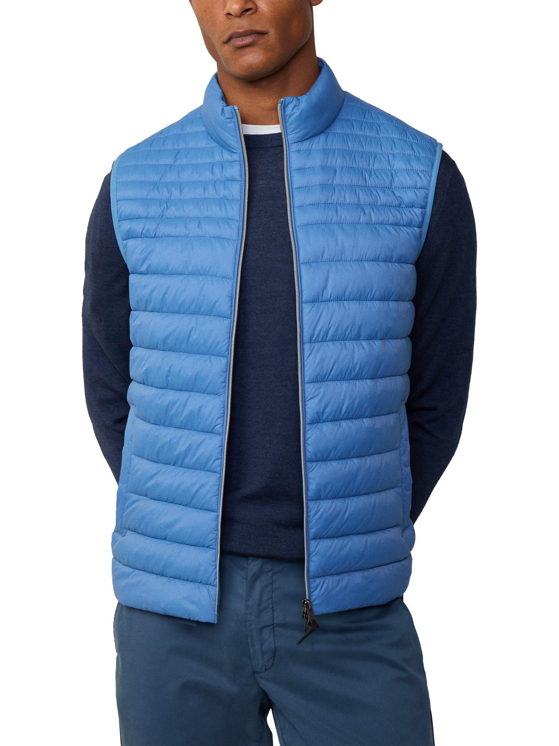 Product image 2 of 5, which shows Hackett London Water-Resistant Baffled Quilt Gilet, Sea Blue, XXXL