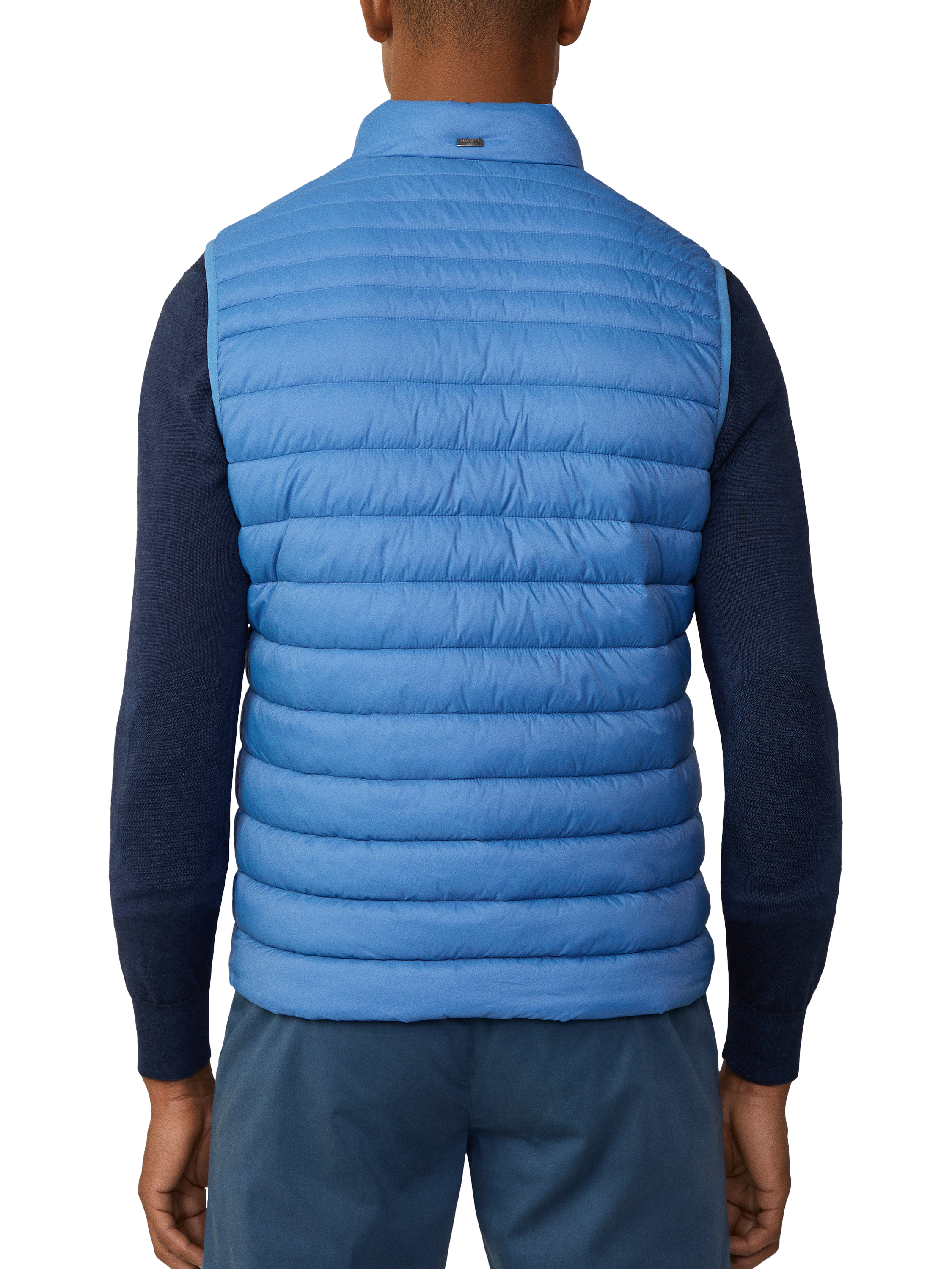Product image 3 of 5, which shows Hackett London Water-Resistant Baffled Quilt Gilet, Sea Blue, XXXL