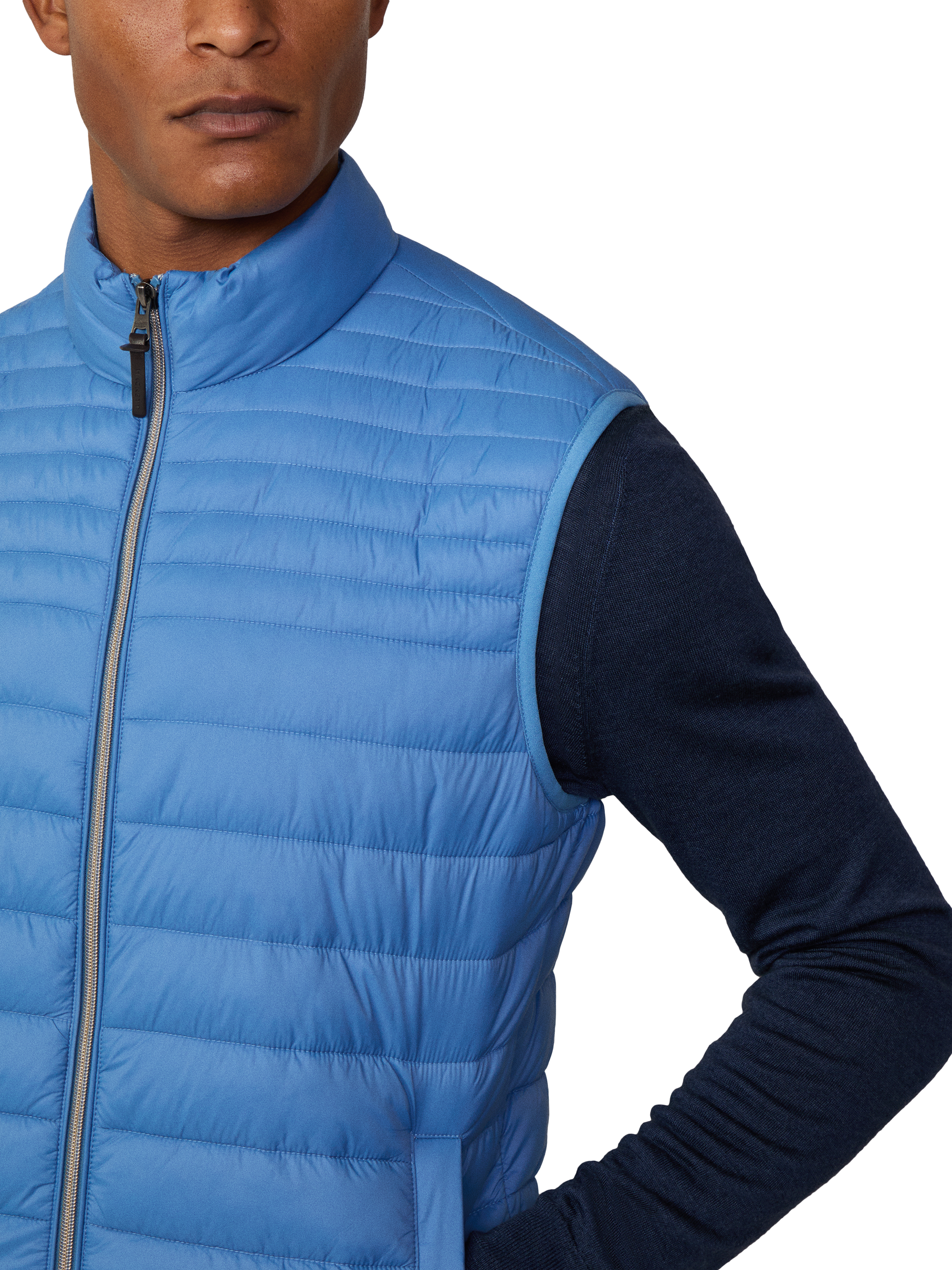 Product image 4 of 5, which shows Hackett London Water-Resistant Baffled Quilt Gilet, Sea Blue, XXXL