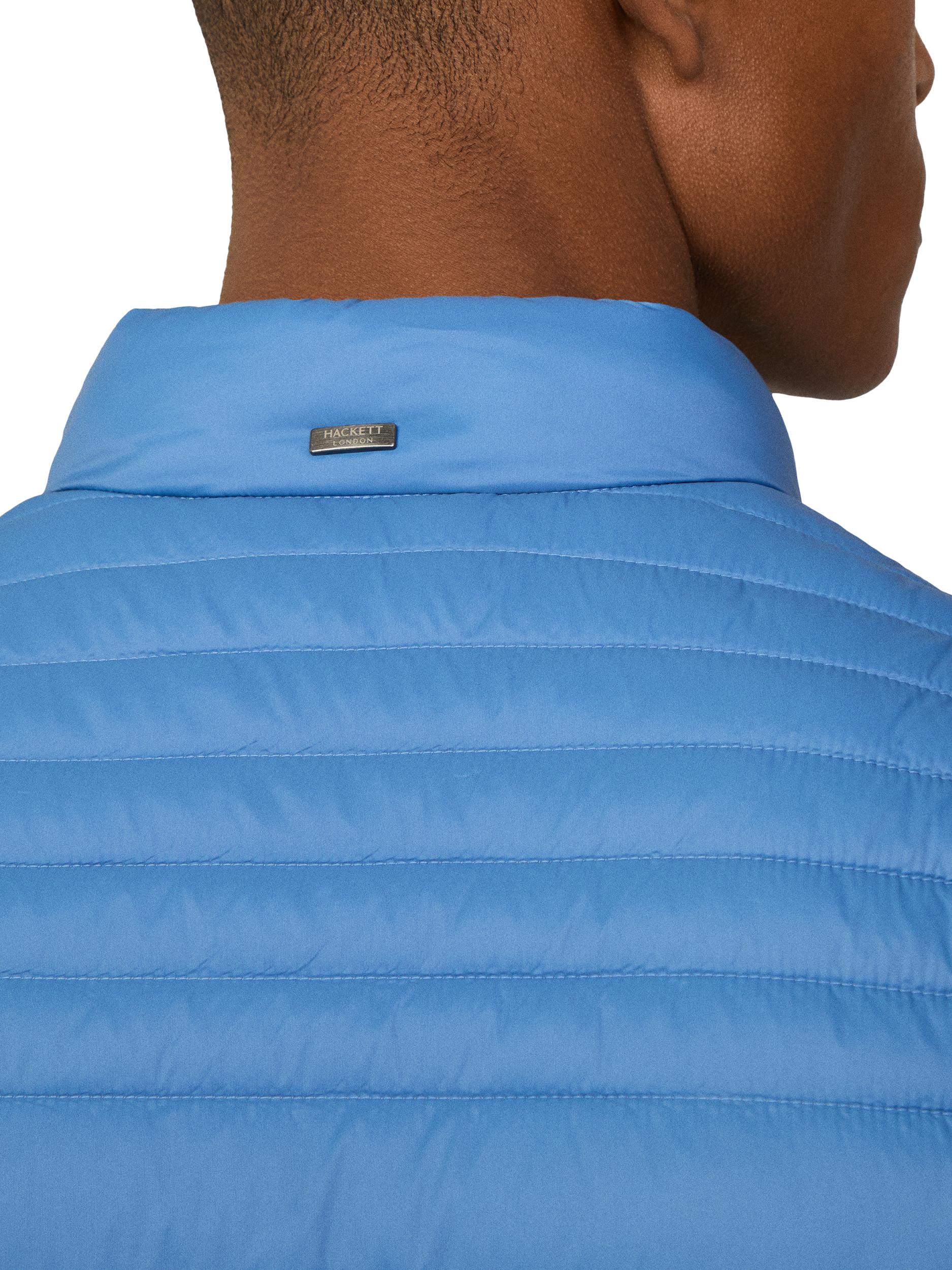 Product image 5 of 5, which shows Hackett London Water-Resistant Baffled Quilt Gilet, Sea Blue, XXXL