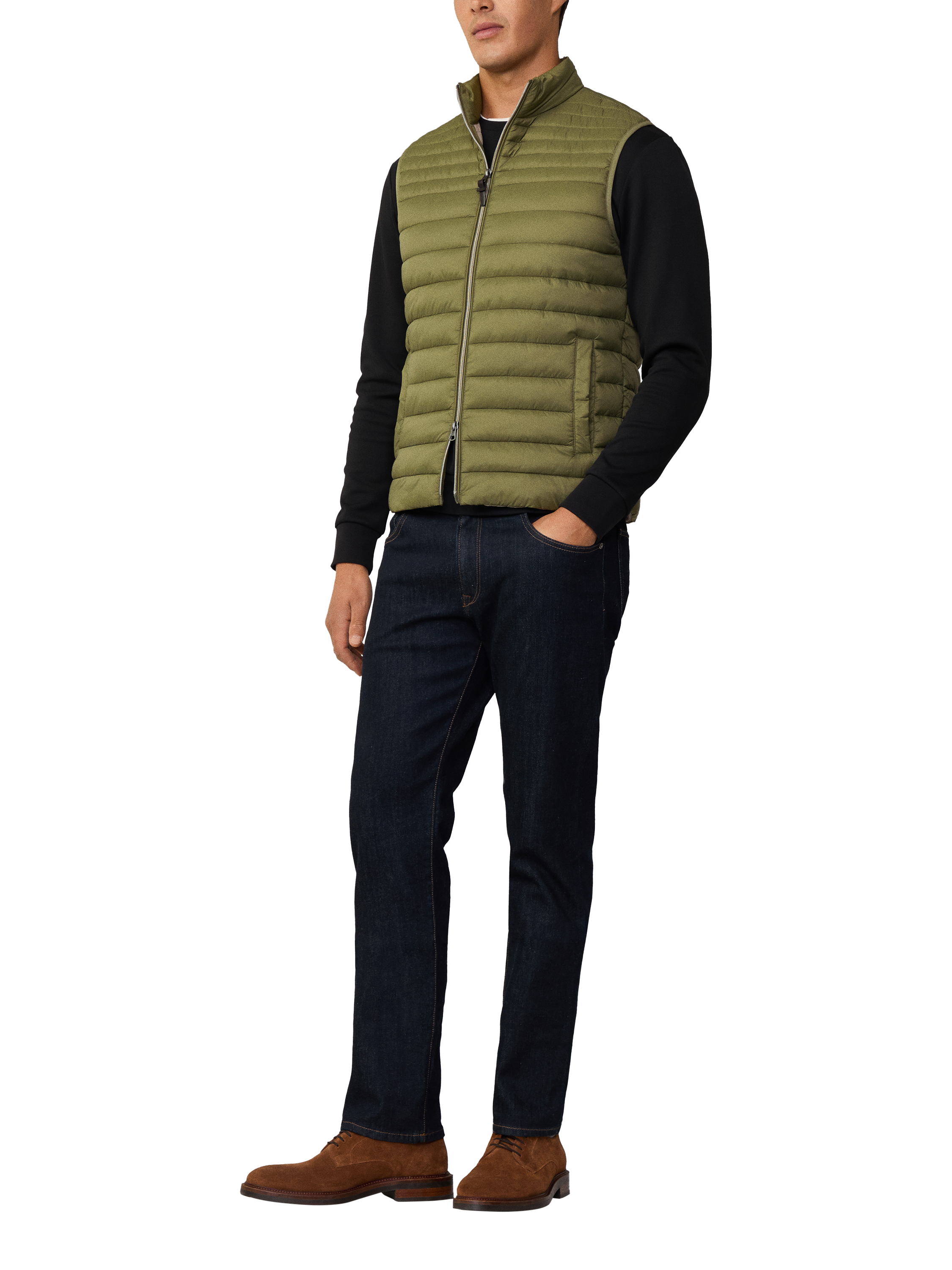 Product image 1 of 6, which shows Hackett London Water-Resistant Gilet, Combat Green, XS