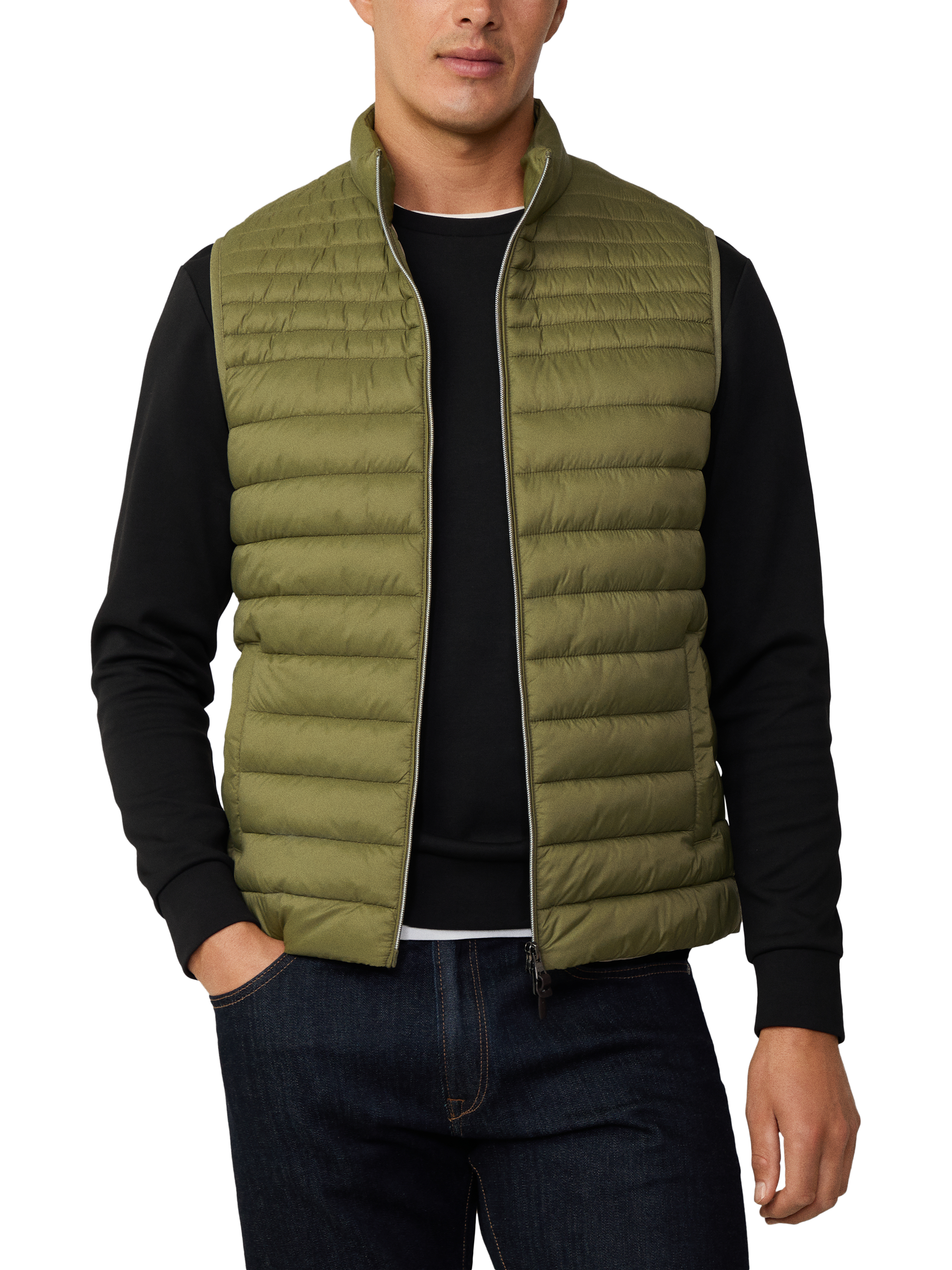 Product image 2 of 6, which shows Hackett London Water-Resistant Gilet, Combat Green, XS