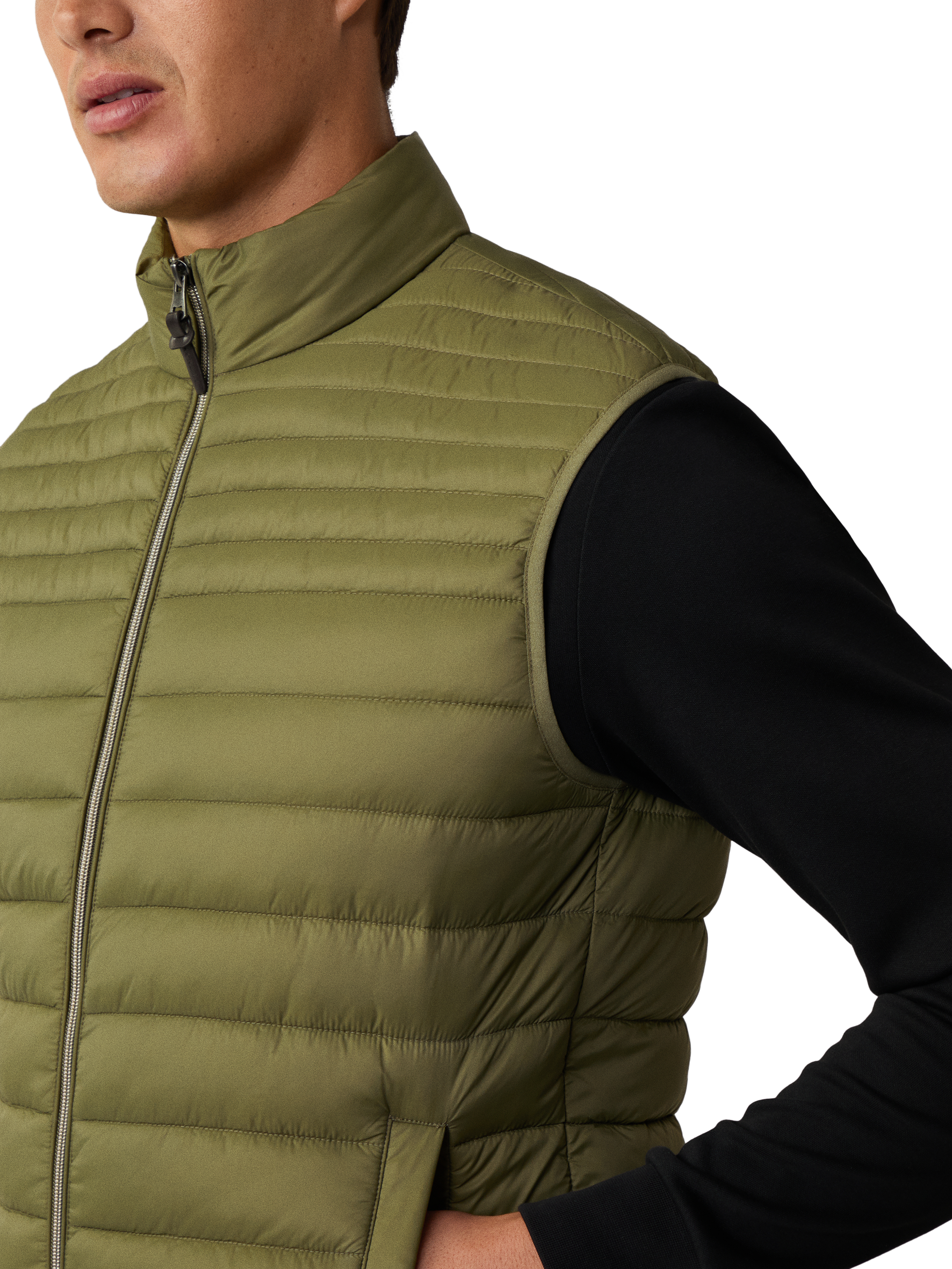 Product image 4 of 6, which shows Hackett London Water-Resistant Gilet, Combat Green, XS
