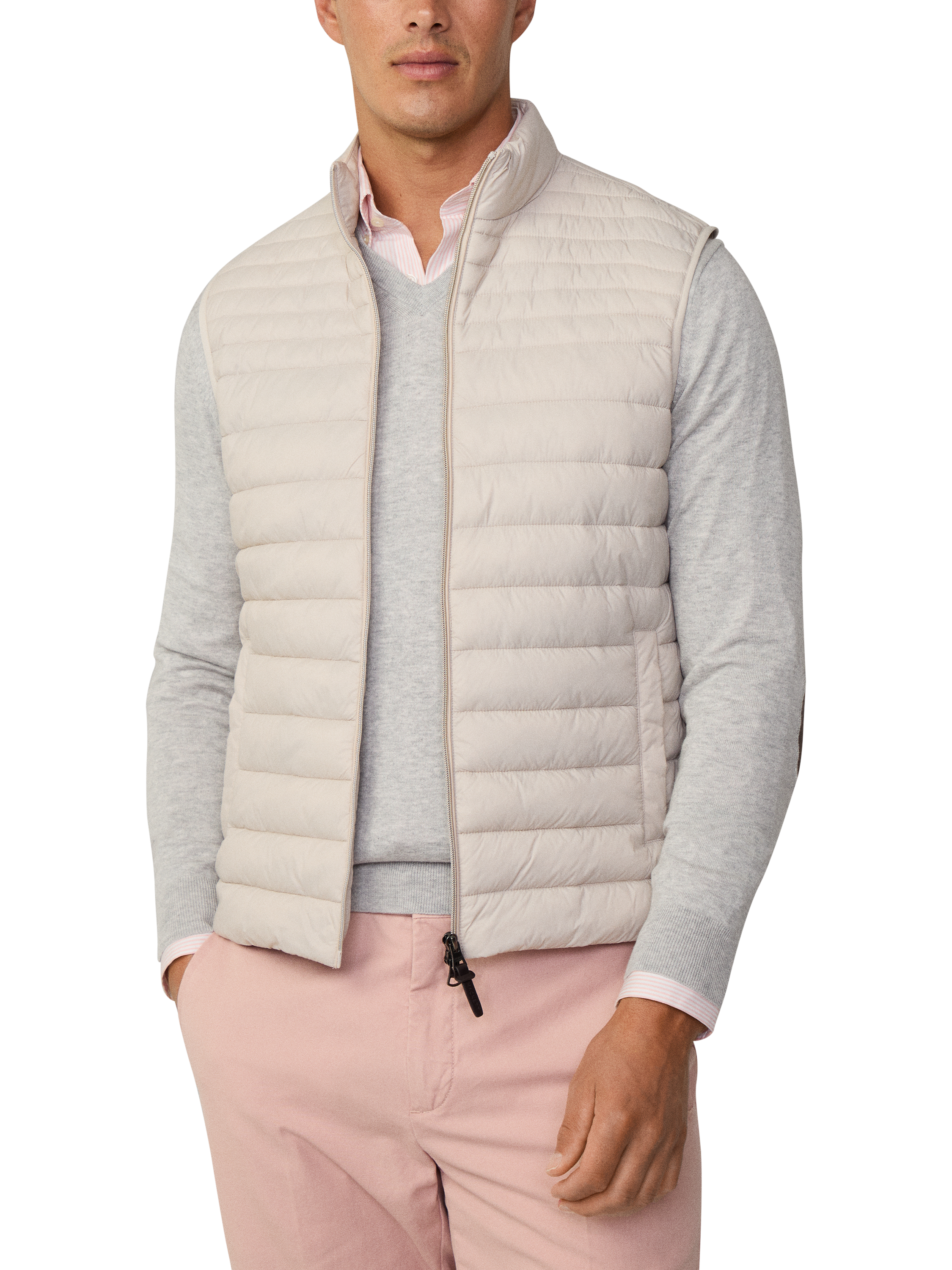 Product image 1 of 5, which shows Hackett London Water-Resistant Gilet, Linen Beige, XXXL