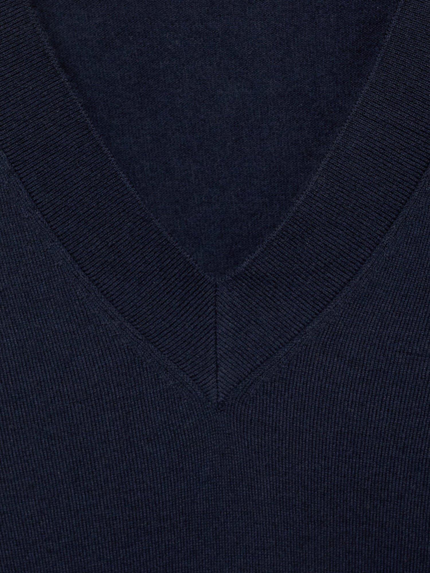 Product image 7 of 7, which shows Mango Lucca Wool Blend V-Neck Jumper, Navy, XXS