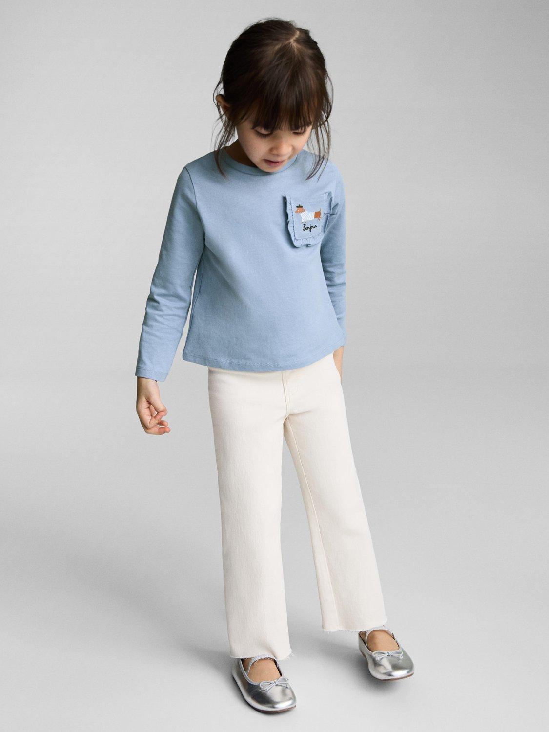 Mango Kids' Bonjour Sausage Dog Top, Medium Blue