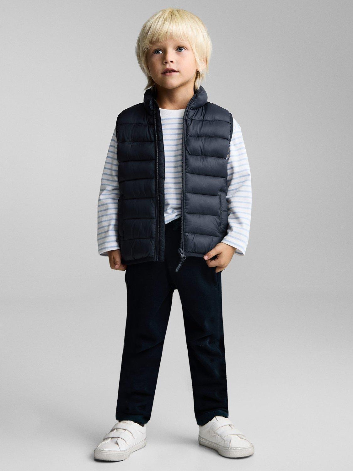 Product image 2 of 6, which shows Mango Kids' Alvarito Quilted Gilet, Navy, 9-18 months